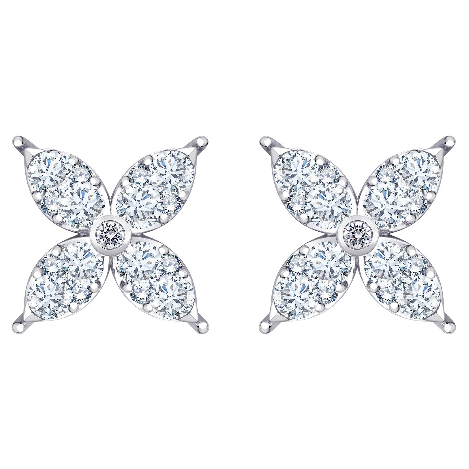 14kt White Gold VS2 I 0.90ctw Diamond Flower Earrings (#1373052
