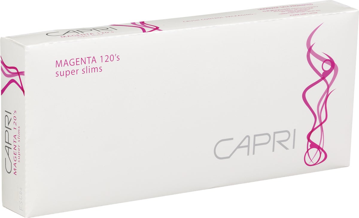 Capri Magenta 120s Box, Super Slims - Carton of 10 (#165415)