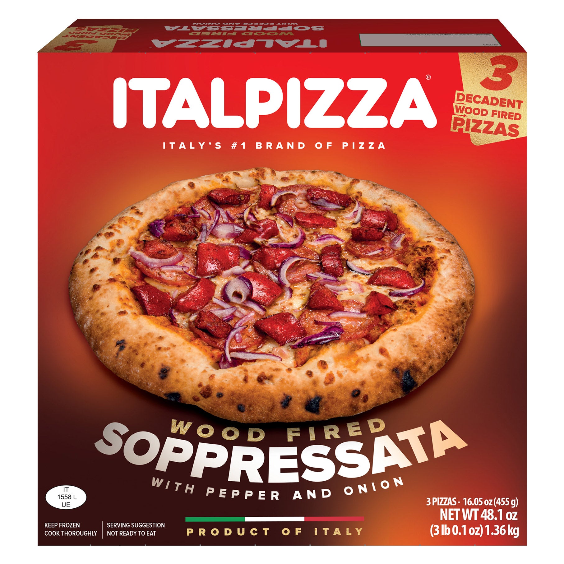 Italpizza Wood Fired Soppressata Pizza 3 Pack 16.05 Ounces