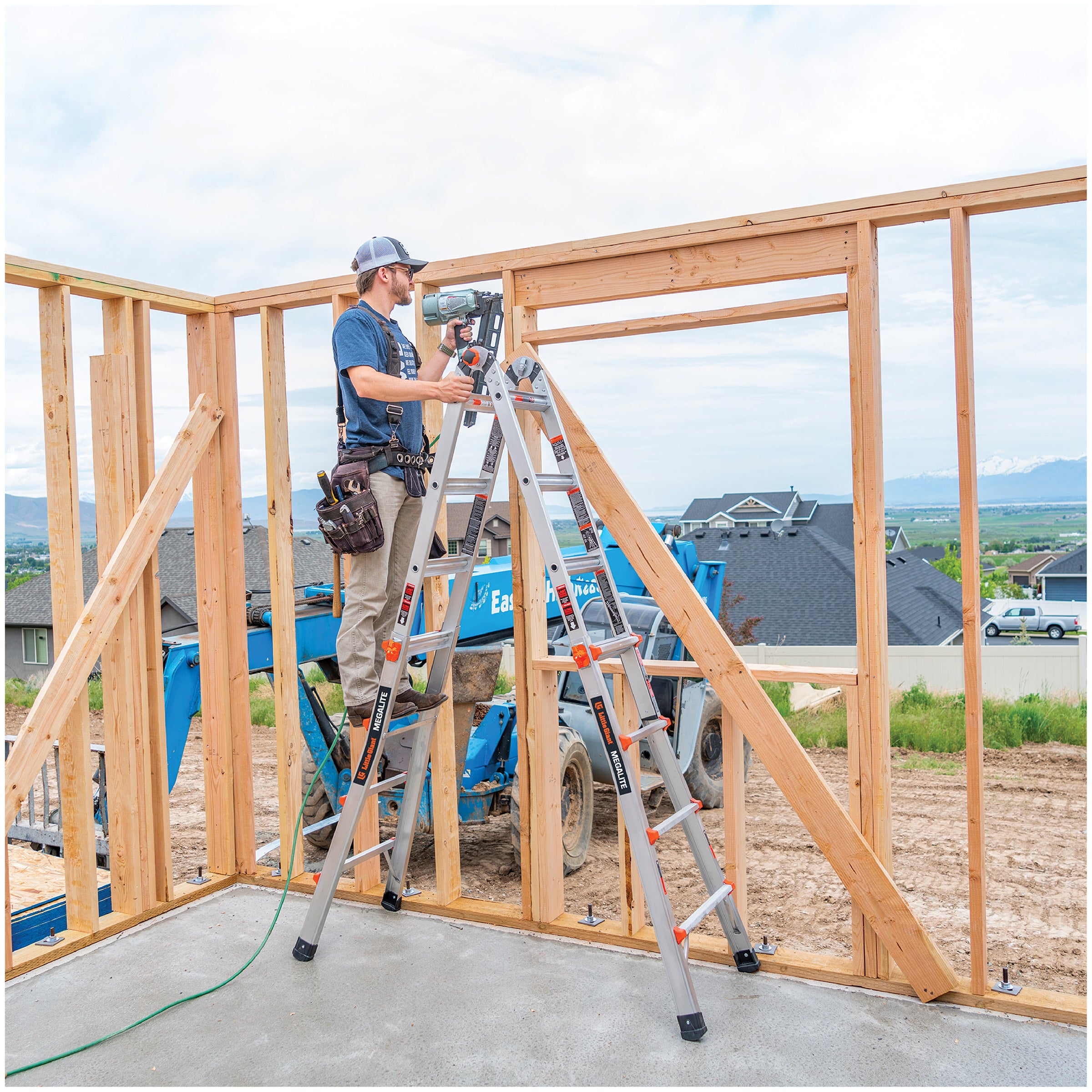 Little Giant MegaLite Multi-Position Ladder with Storage Rack