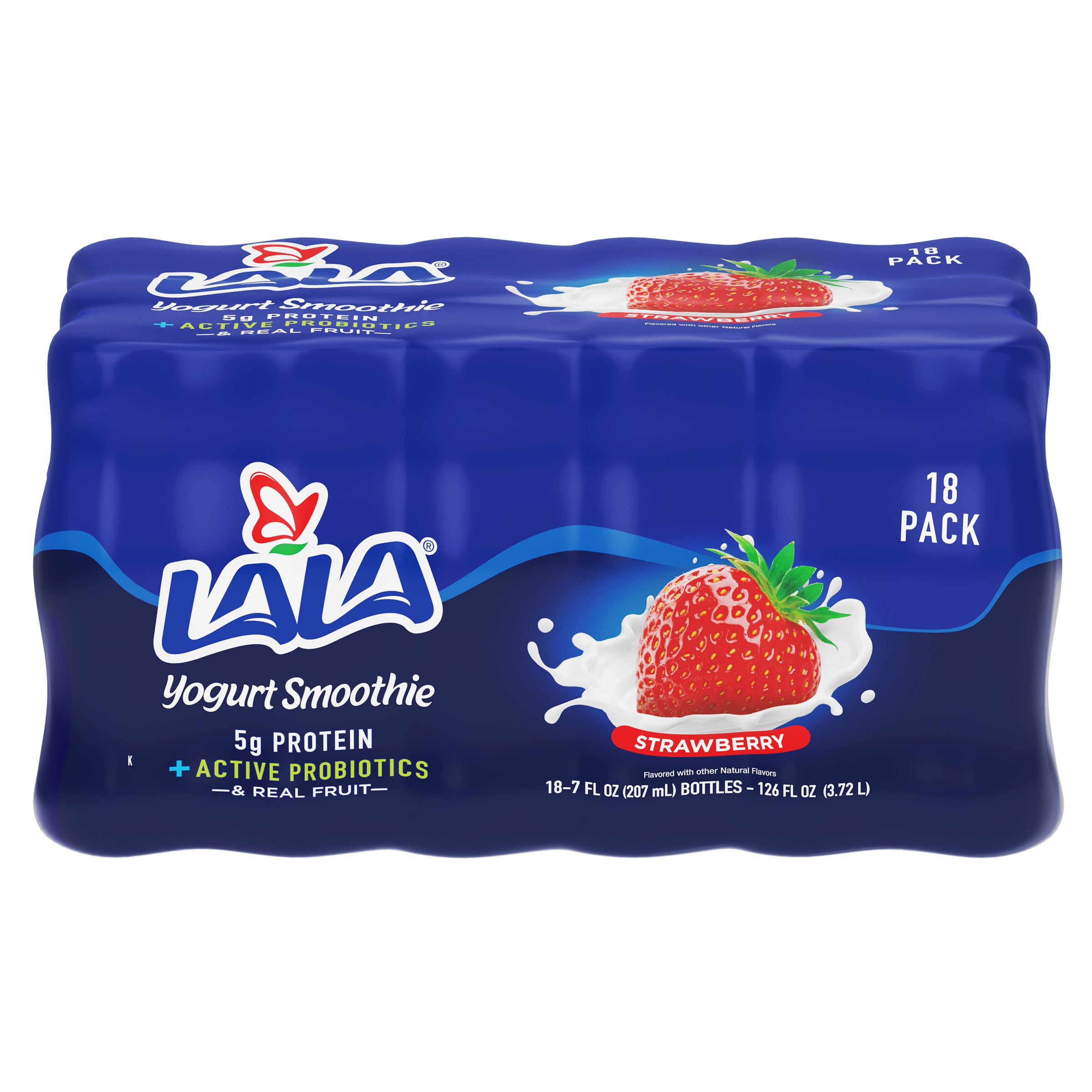LALA Drinkable Yogurt Strawberry, 18 Count, 7 Ounce Bottles