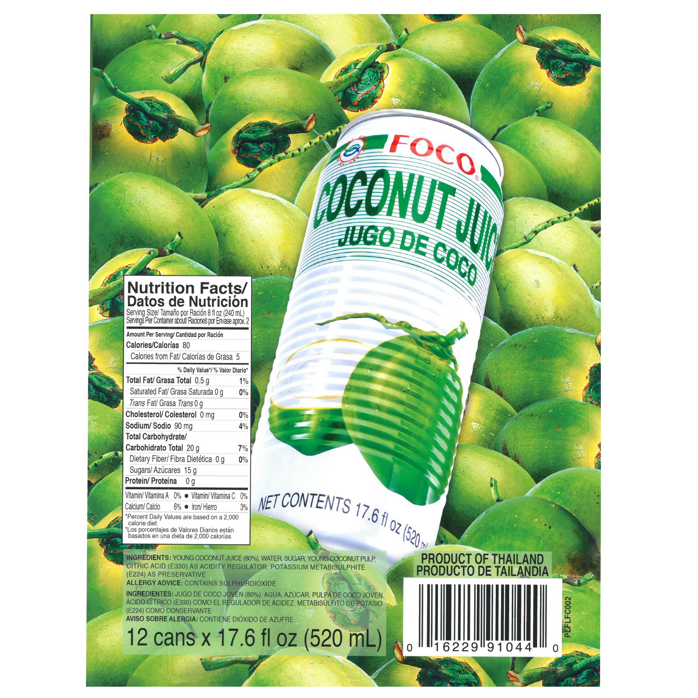 FOCO Coconut Juice, 12-Pack 17.6 fl oz Cans (6.6 qts) (#507524