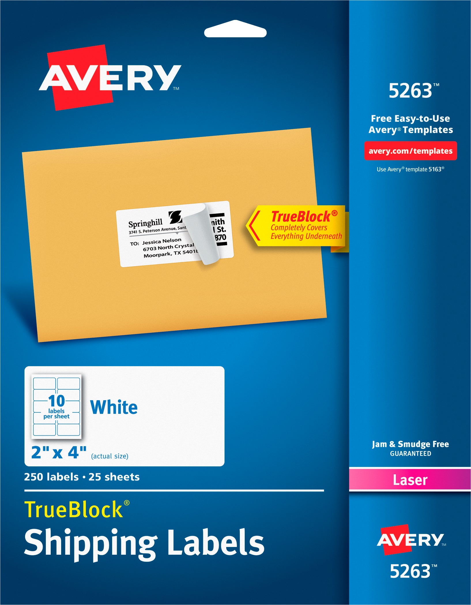 Avery TrueBlock Laser Shipping Labels, 2" x 4", White, 250 Count ...