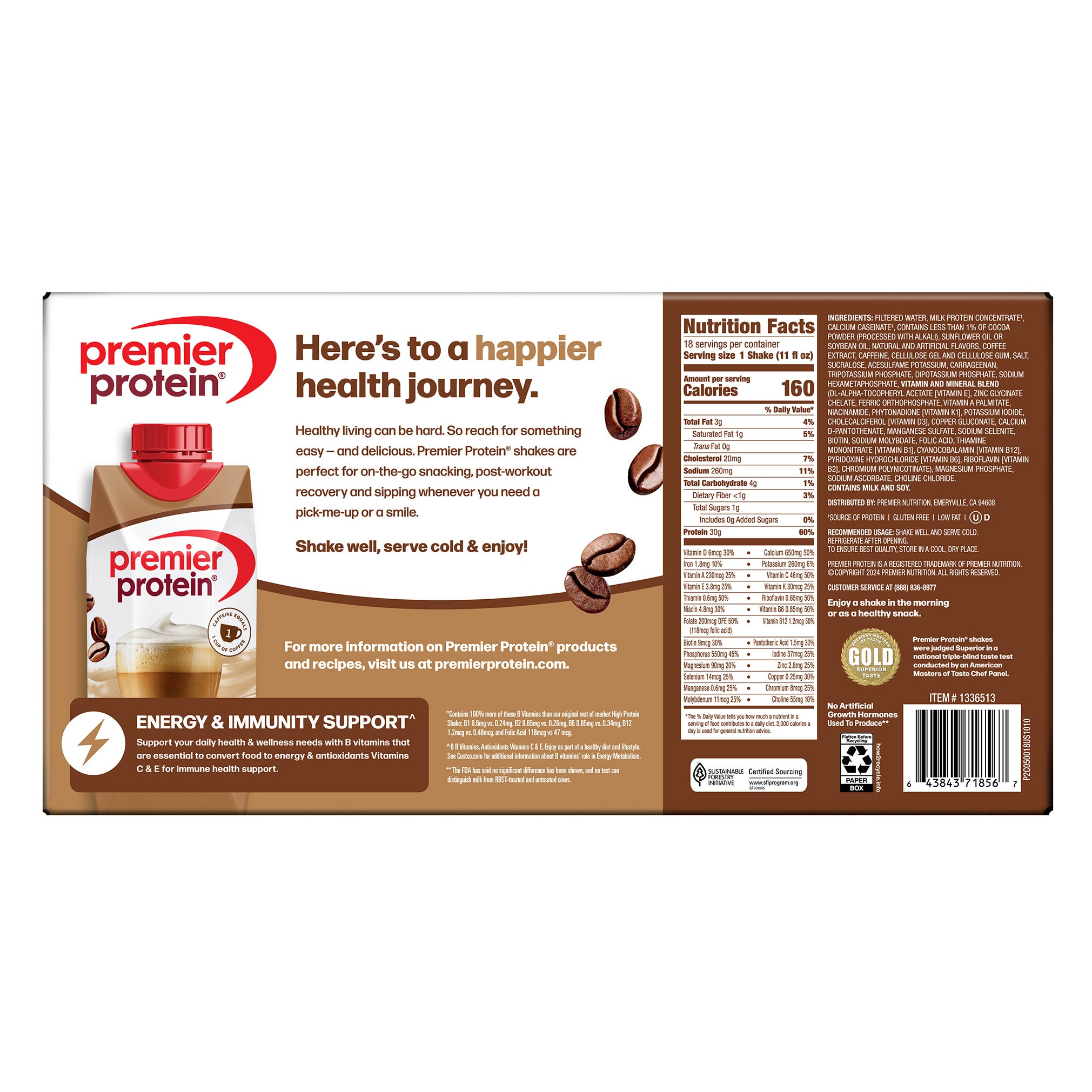 Premier Protein Café Latte Shakes 18/11 oz (#1336513) - $23.97