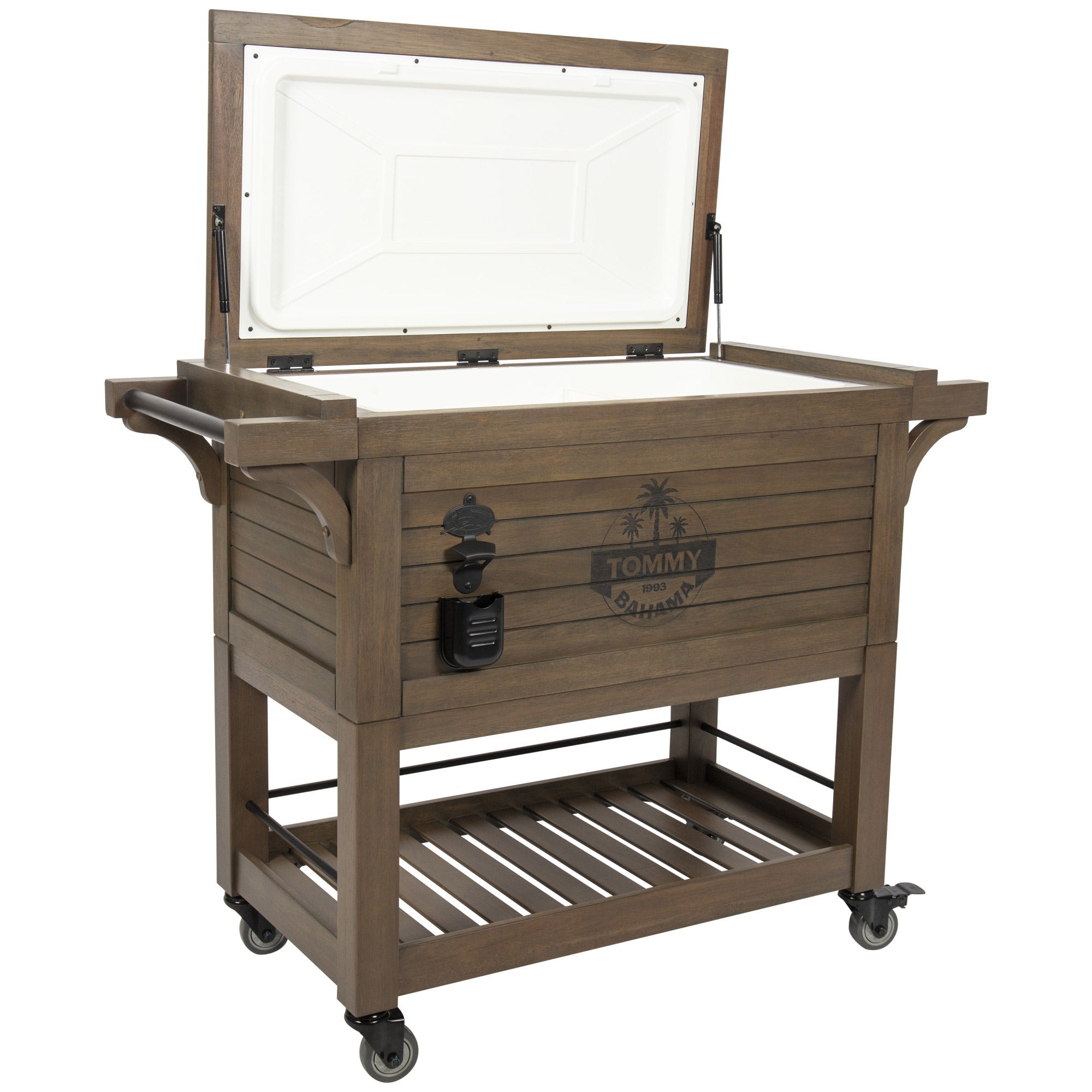 Tommy Bahama 100 Qt Rolling Wood Cooler (#2622125) - $439.99