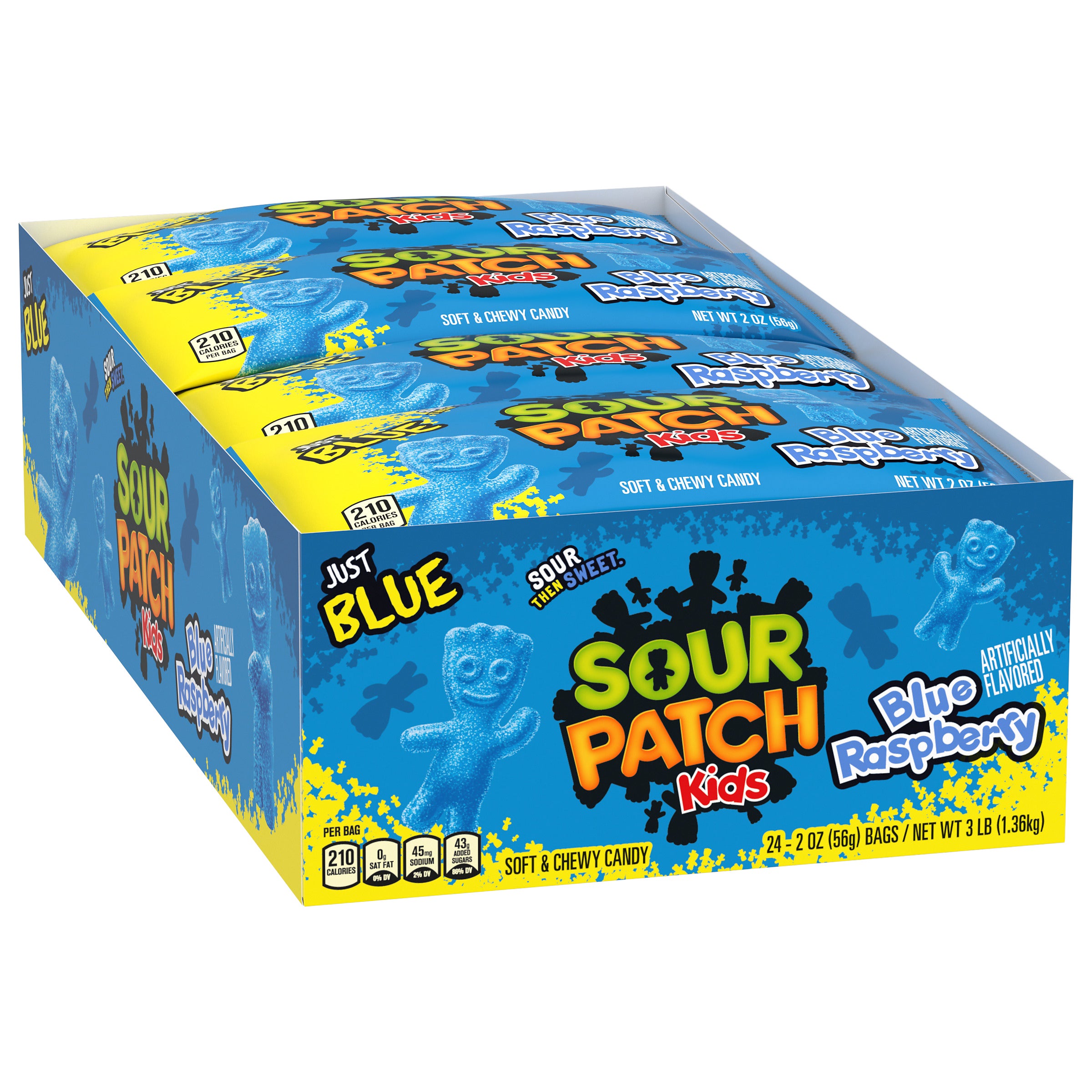 Sour Patch Kids Blue Raspberry Soft & Chewy Candy, 24 Count, 2 oz Bags ...