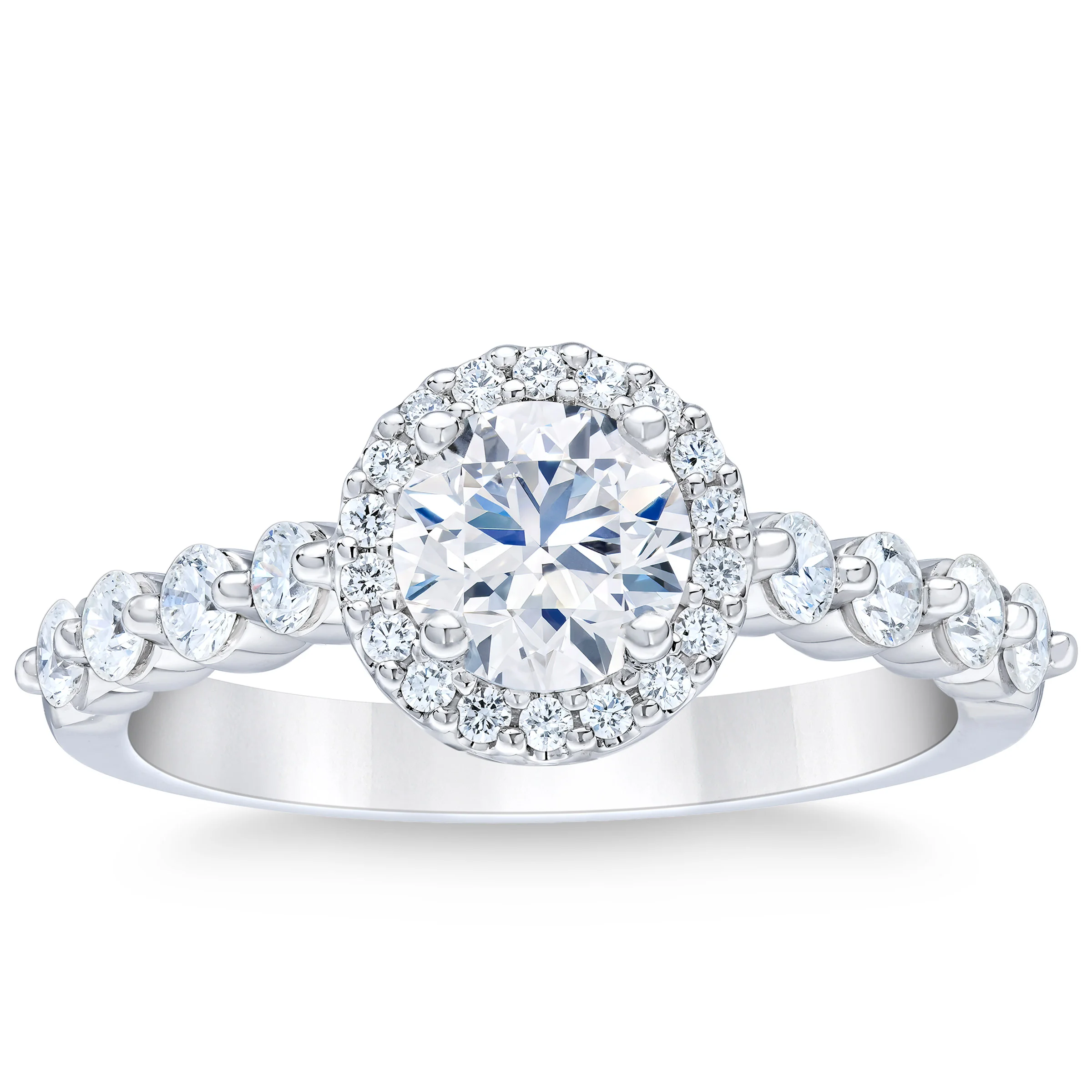 1.20 CTW Round Diamond Platinum Halo Ring, VS2, 