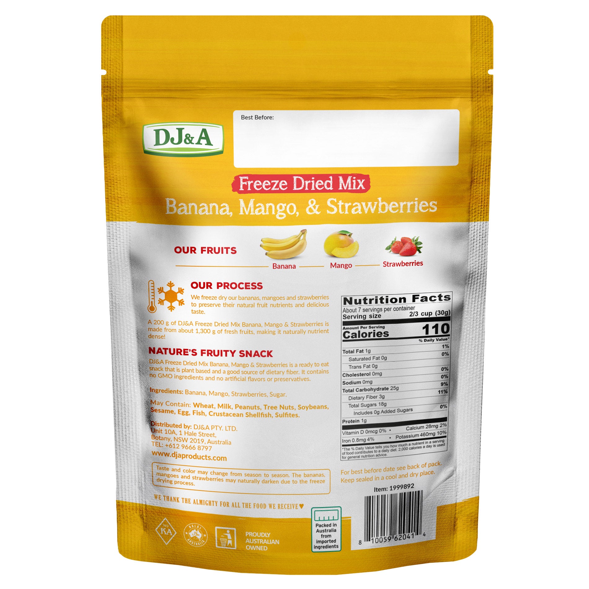 DJ&A Freeze Dried Banana Mango Strawberry 7.05 oz (#1999892) - $8.99