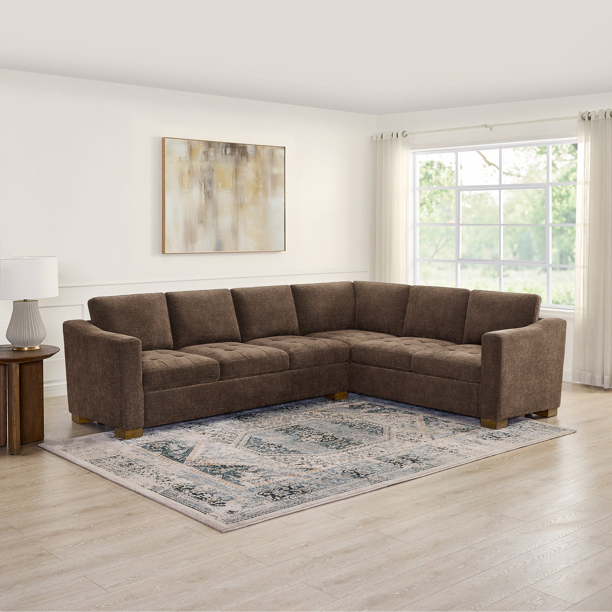 Thomasville Ellsford L-Shaped Fabric Sectional, Brown (#1862041