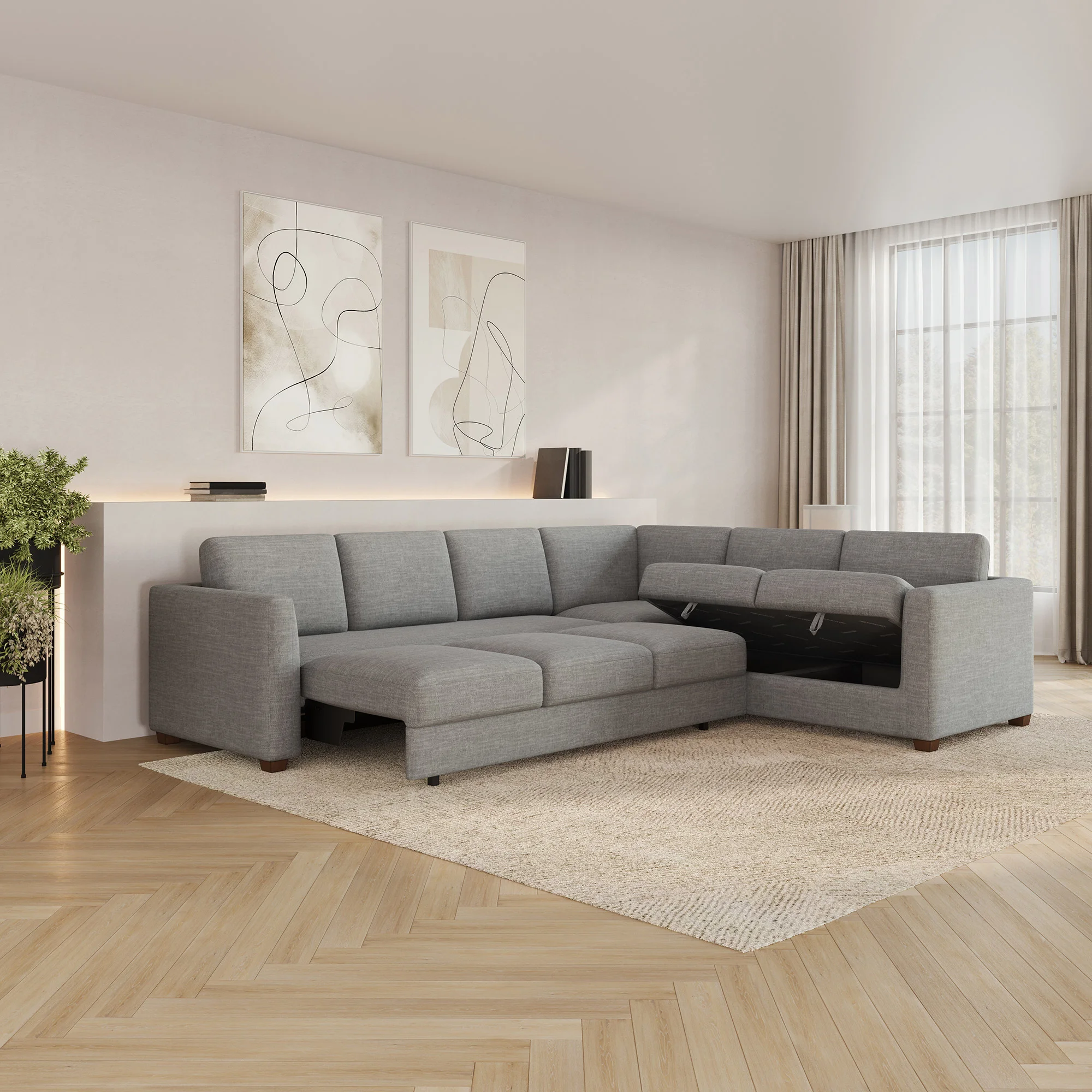 Thomasville Caler 3-Piece Convertible Sleeper Sectional with Storage ...