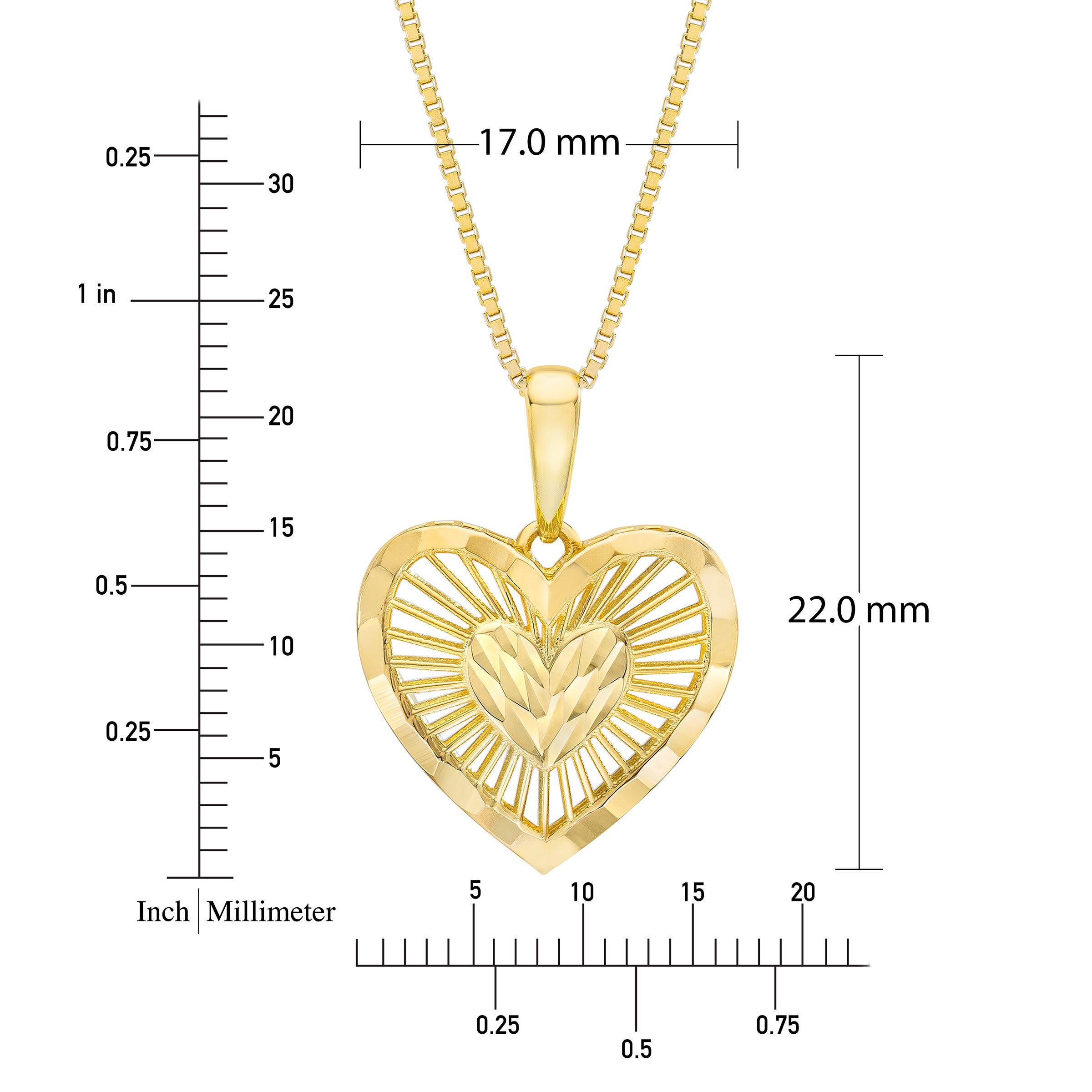14KT Yellow Gold Heart Pendant 18
