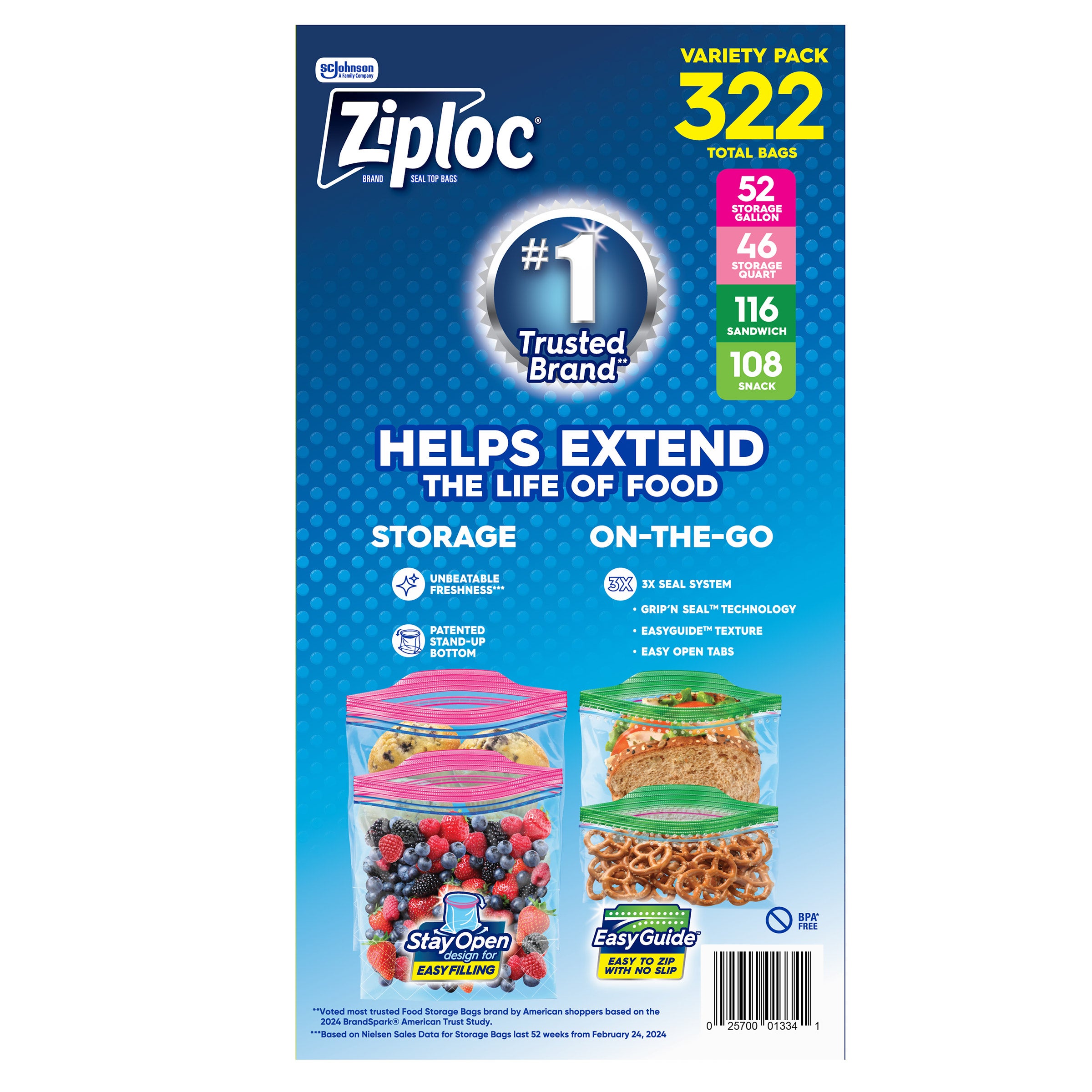 Ziploc Variety Pack 322 CT (#1897229) - $13.89 (down from $16.49)