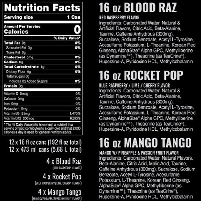 Bucked Up Energy Drink Variety Pack, 12/16 oz (#1781112) - $9.97 (down from  $17.99)