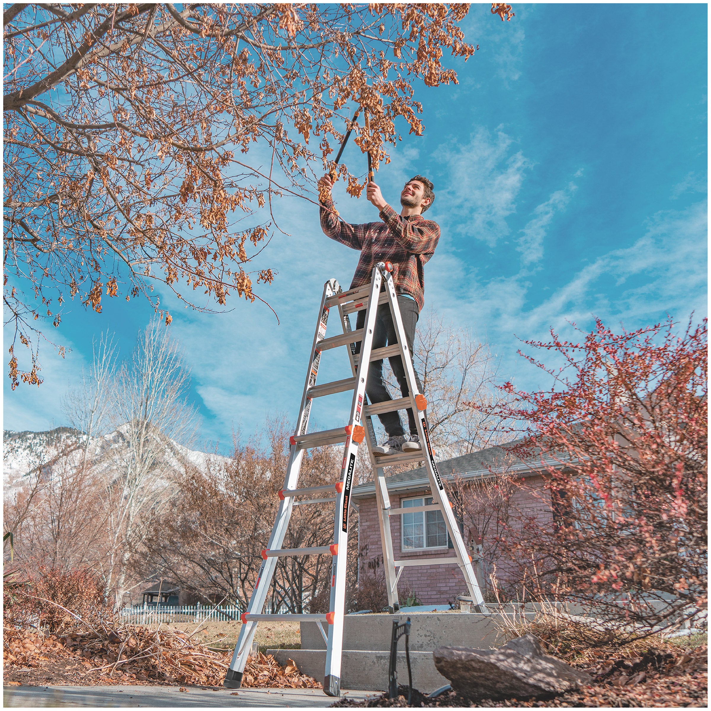 Little Giant MegaLite Multi-Position Ladder with Storage Rack