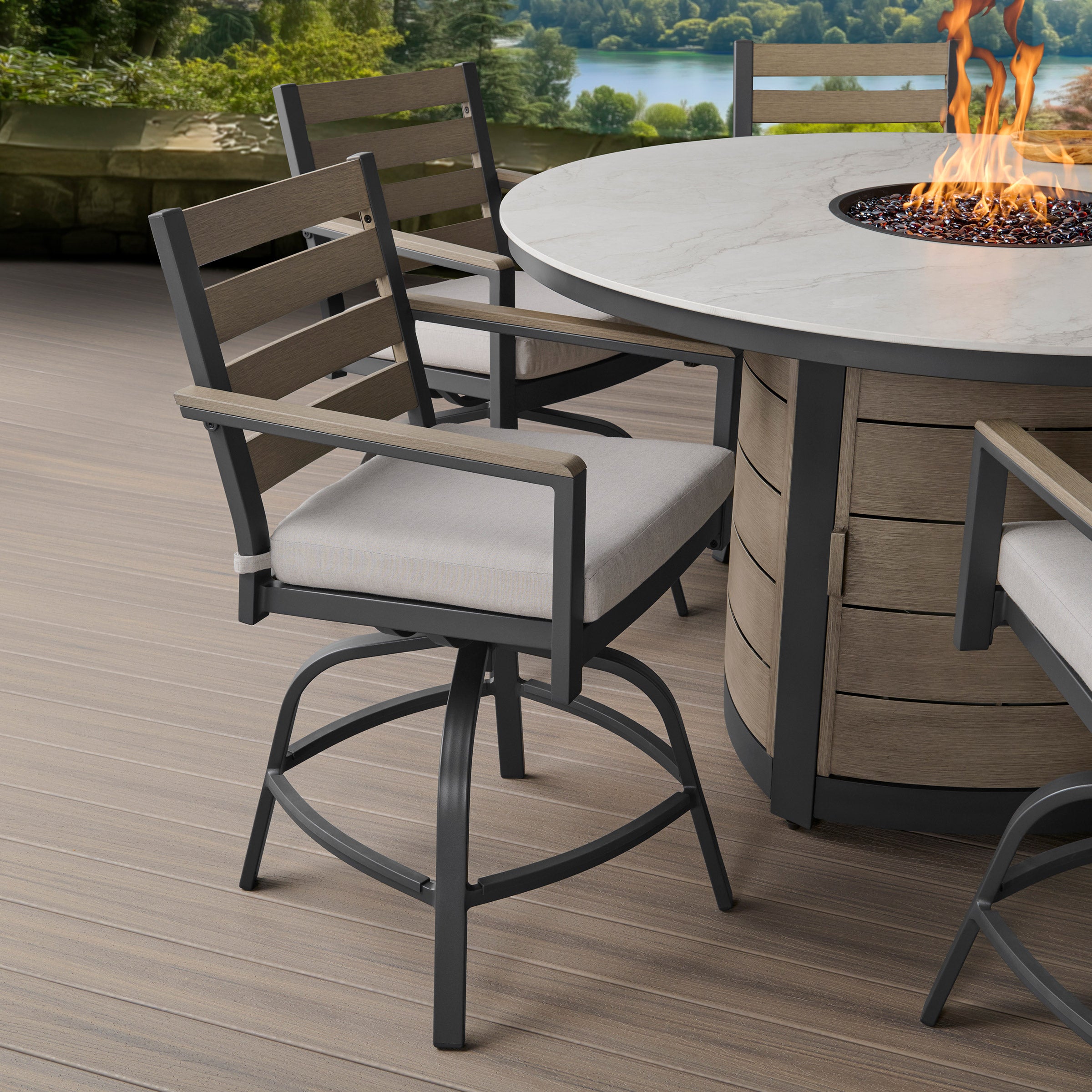 Agio Nicolet 7-Piece High Dining Set with Fire Table - $1799.99 at Costco