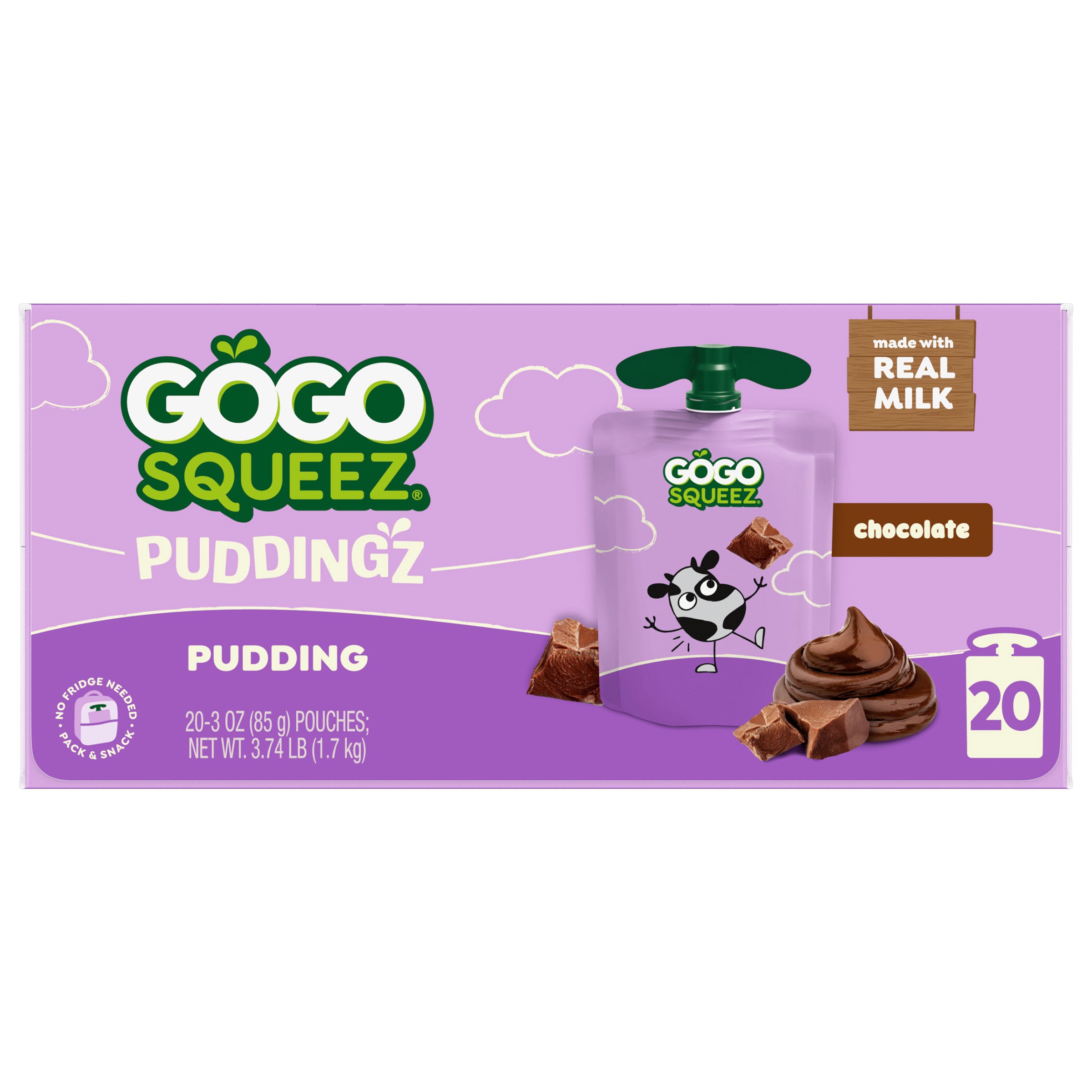 GoGo squeeZ PuddingZ Chocolate 20/3 oz (3.75 lbs) (#1891420