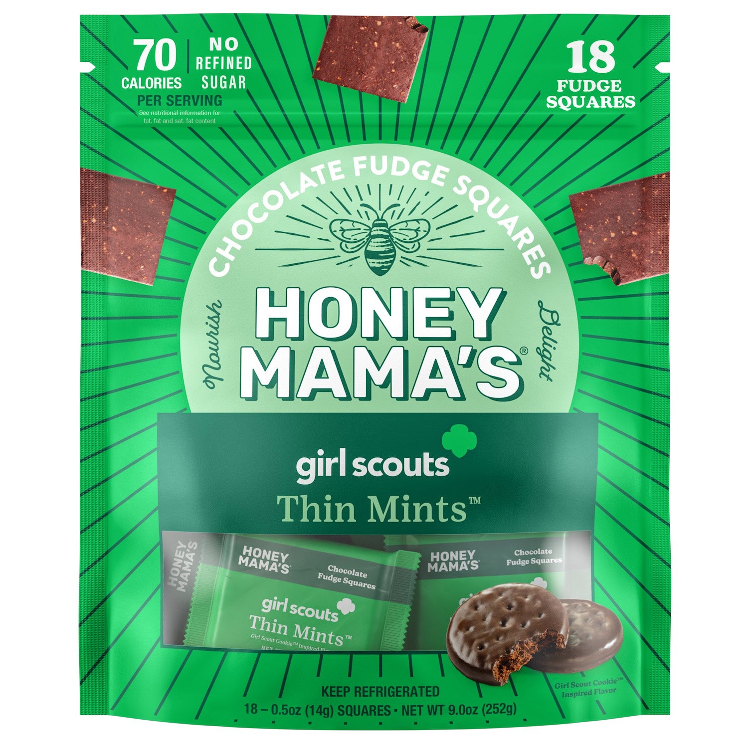 Honey Mama's Girl Scout Thin Mints Chocolate Fudge Squares 18/0.5