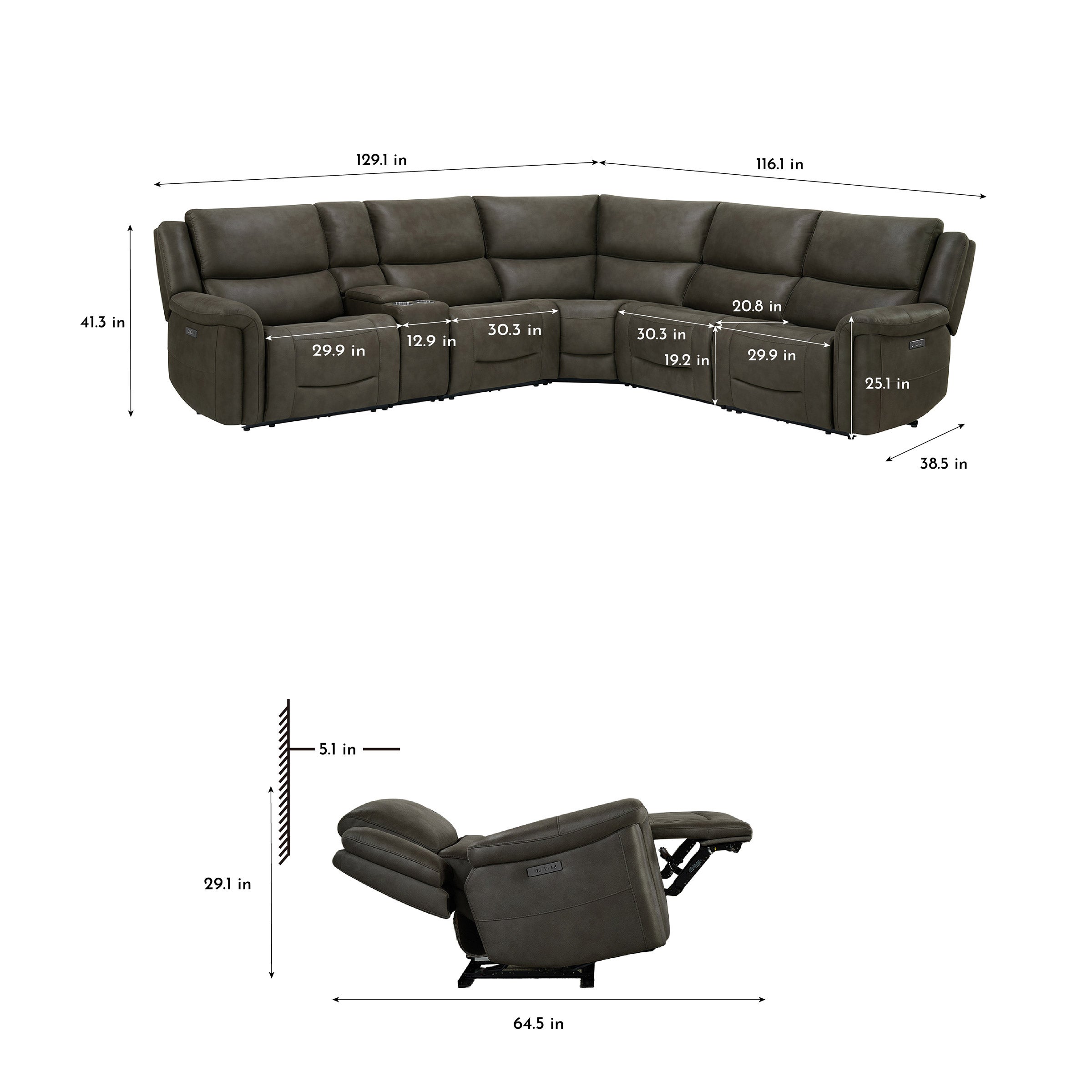 GILMAN CREEK CARLIN FABRIC POWER RECLINING SECTIONAL - Thumbnail 2