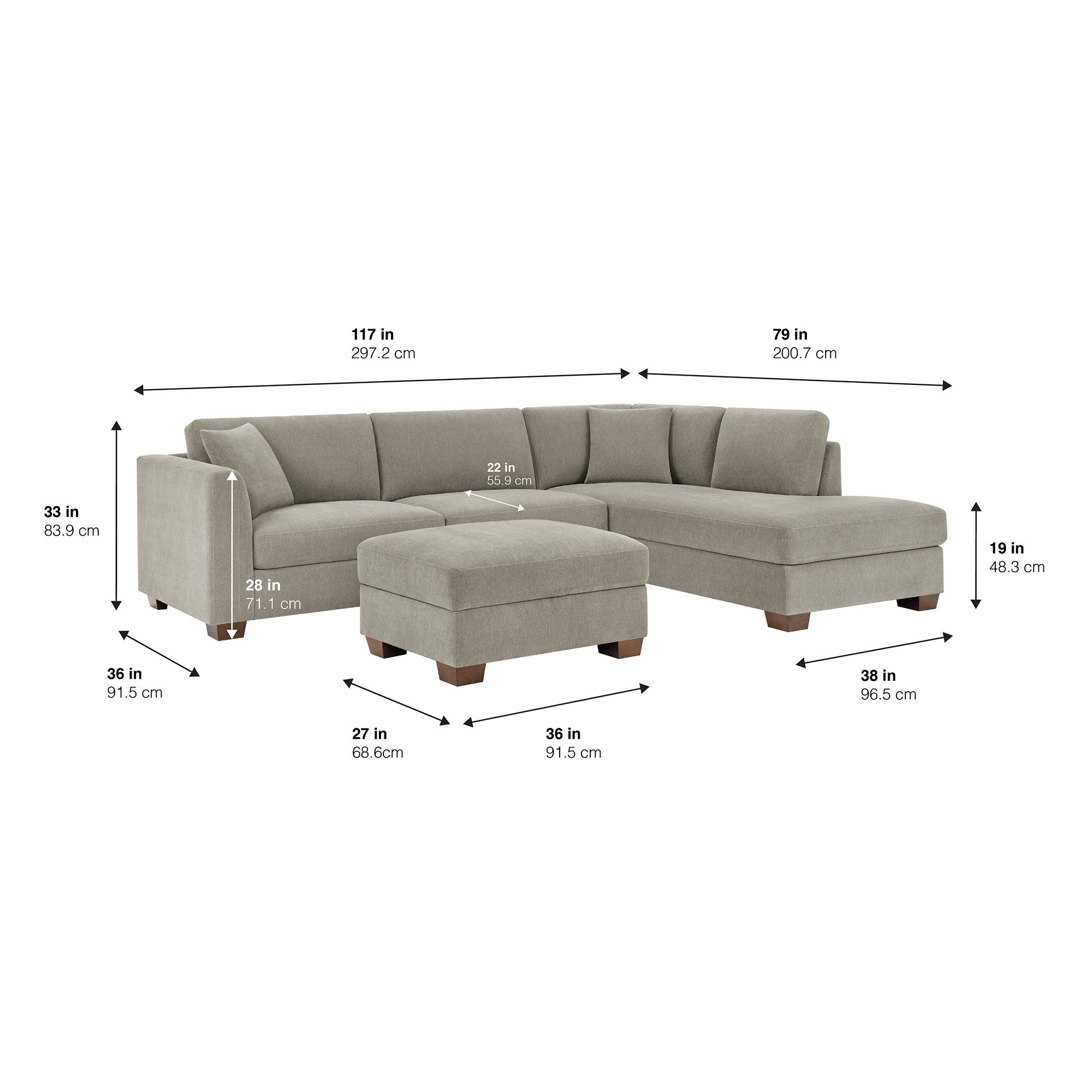 THOMASVILLE WALSEN SECTIONAL WITH STORAGE OTTOMAN - Thumbnail 2