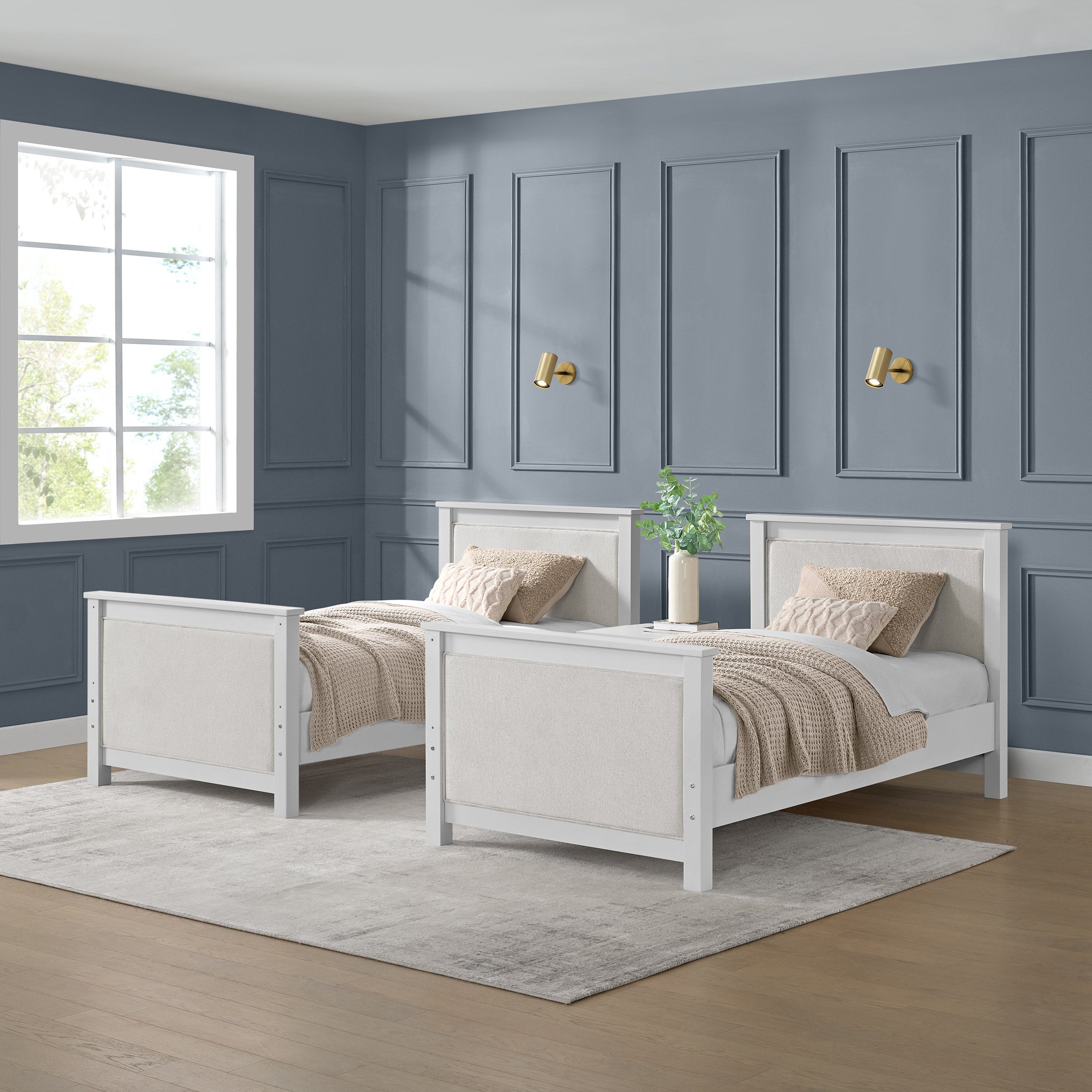 BAYSIDE FURNISHSINGS PAIGE UPHOLSTERED TWIN/TWIN BUNK BED - Thumbnail 3