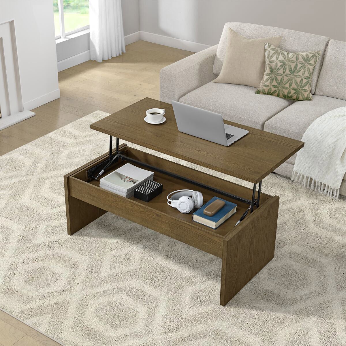 BAYSIDE FURNISHINGS WHITLEE LIFT-TOP COFFEE TABLE - Thumbnail 3
