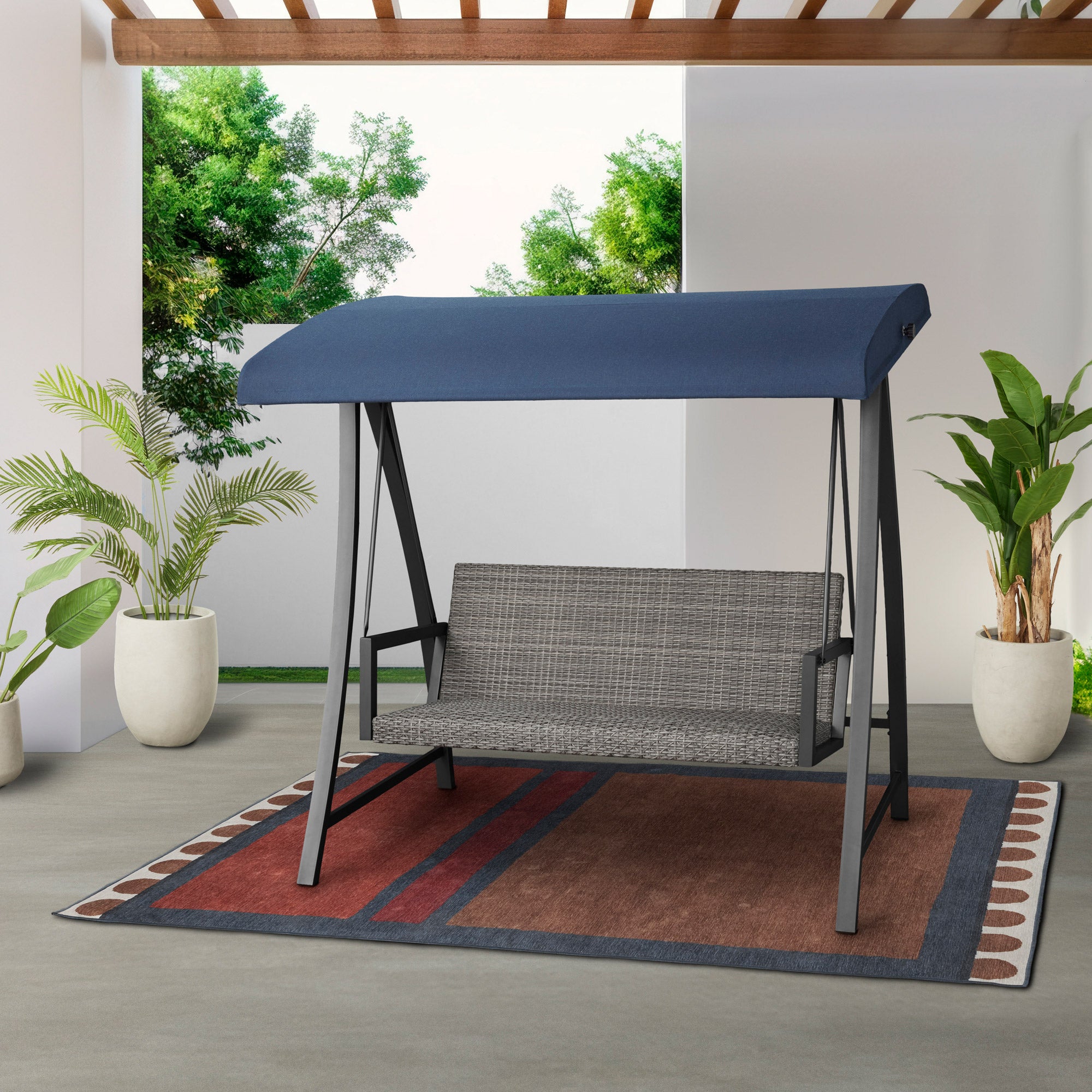 AGIO WOVEN PATIO SWING W/ CANOPY - Thumbnail 2