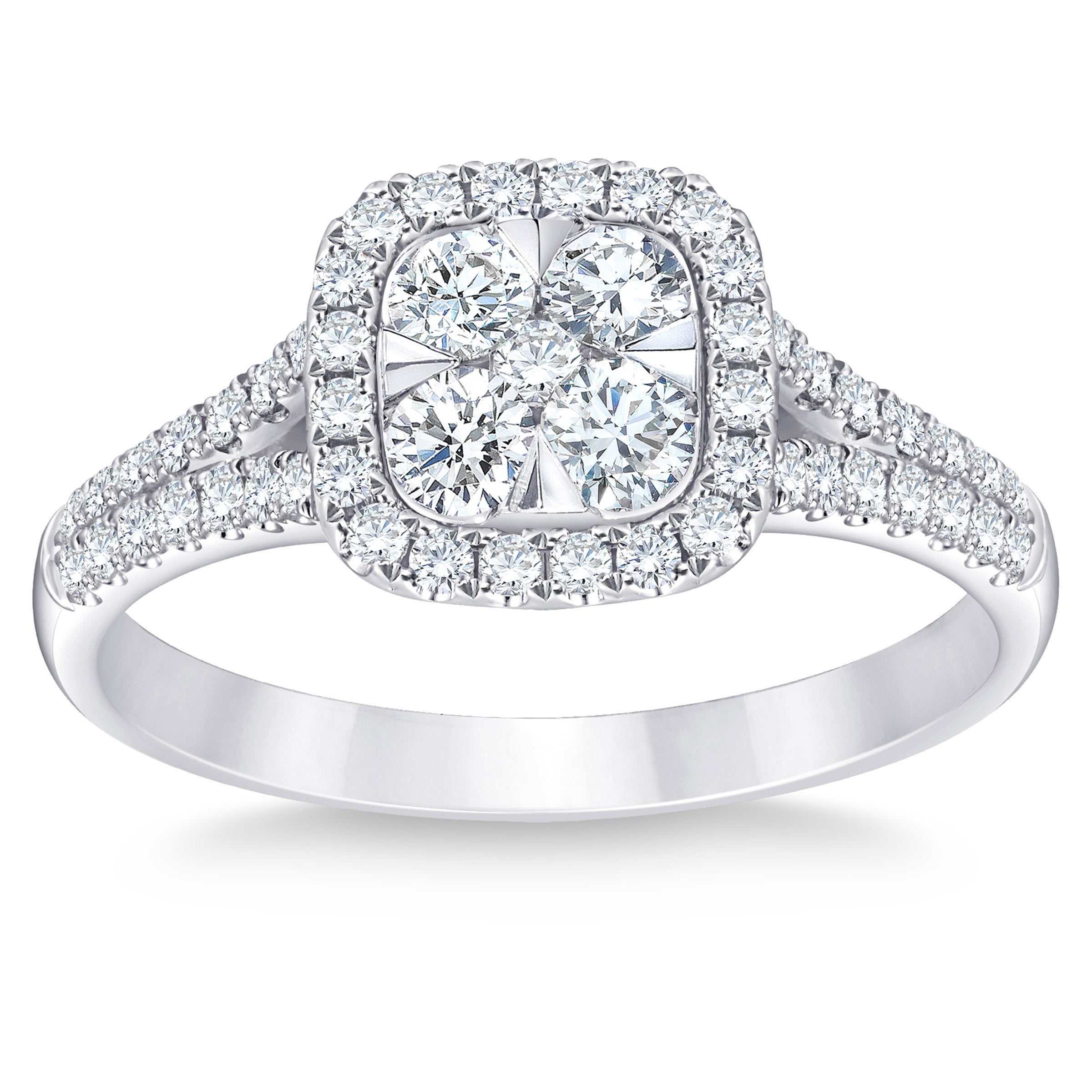 14K WHITE GOLD VS2 I 0.85CTW ROUND DIAMOND HALO RING
