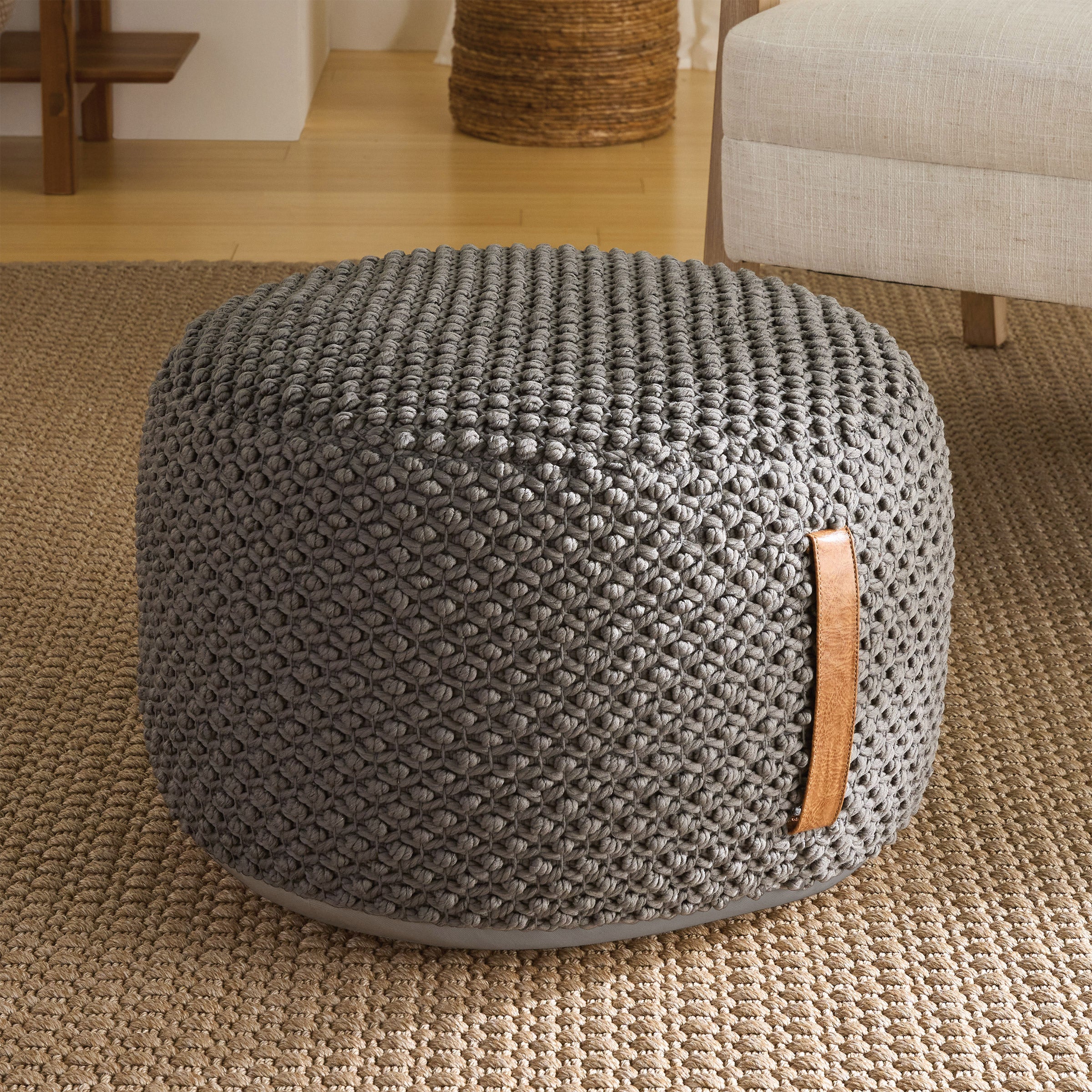 WOVEN LOOP COTTON POUF - Thumbnail 3