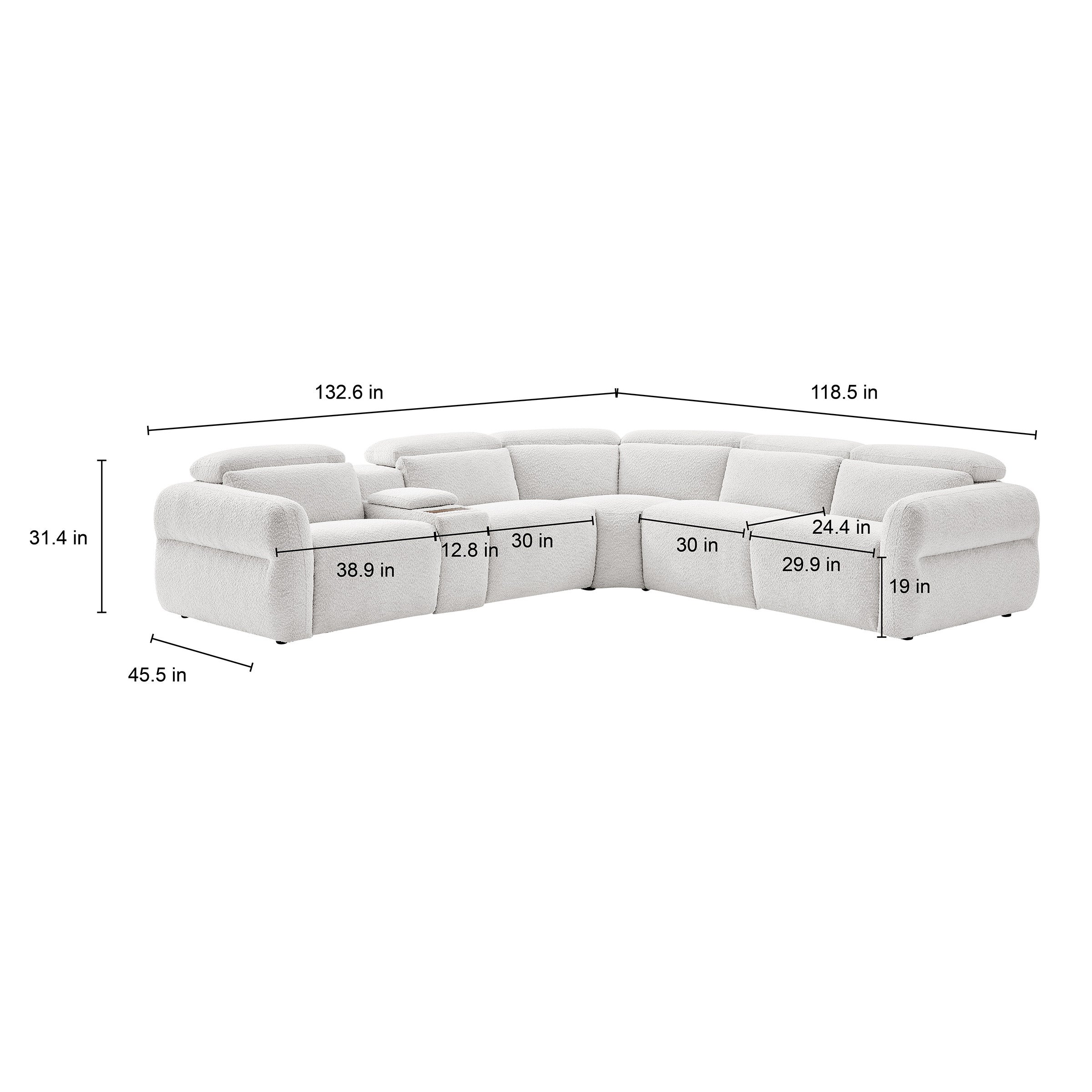 AIDEN & IVY MONROE FABRIC POWER RECLINING SECTIONAL - Thumbnail 2