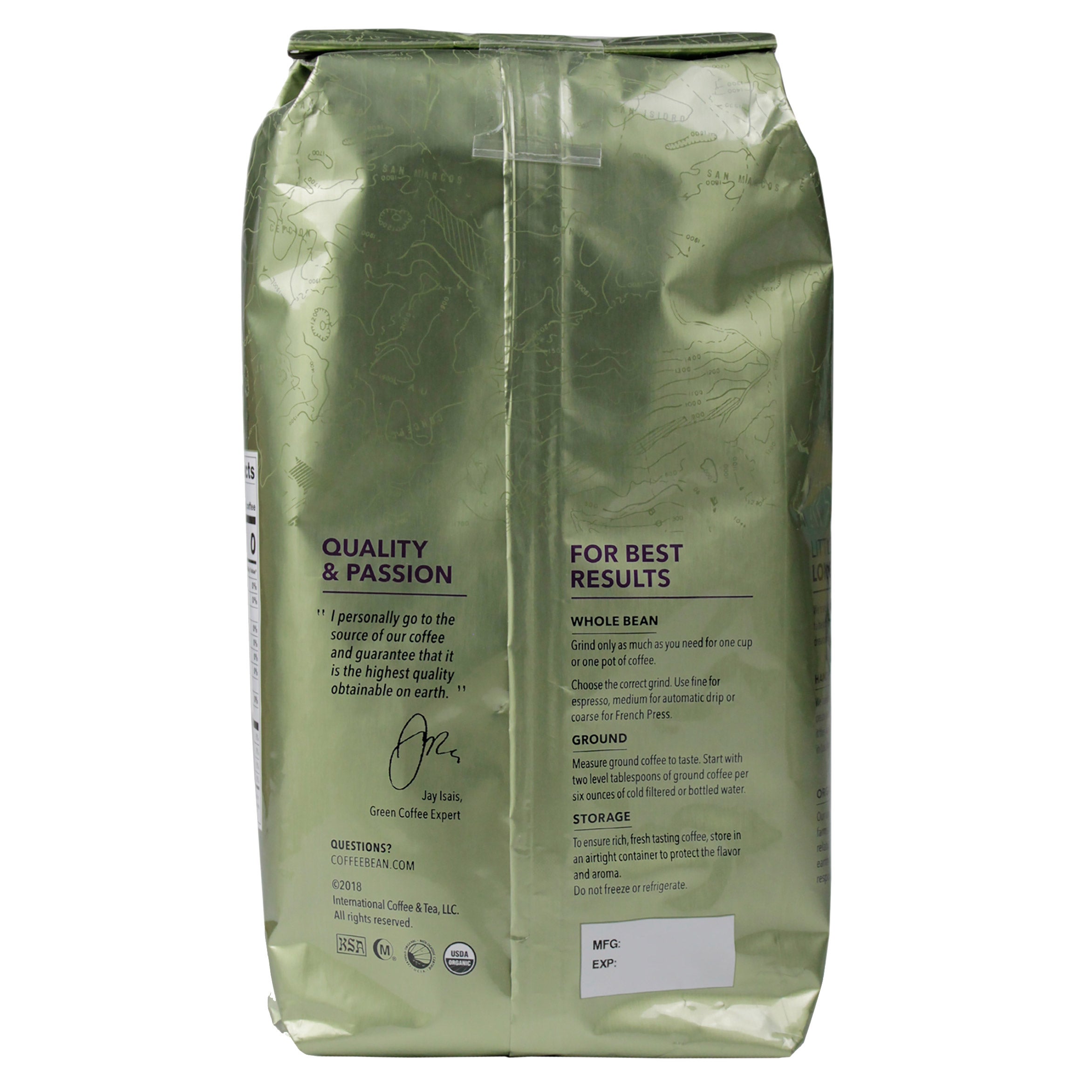COFFEE BEAN & TEA LEAF ORGANIC MEXICAN COFFEE DARK ROAST 2 LBS - Thumbnail 2