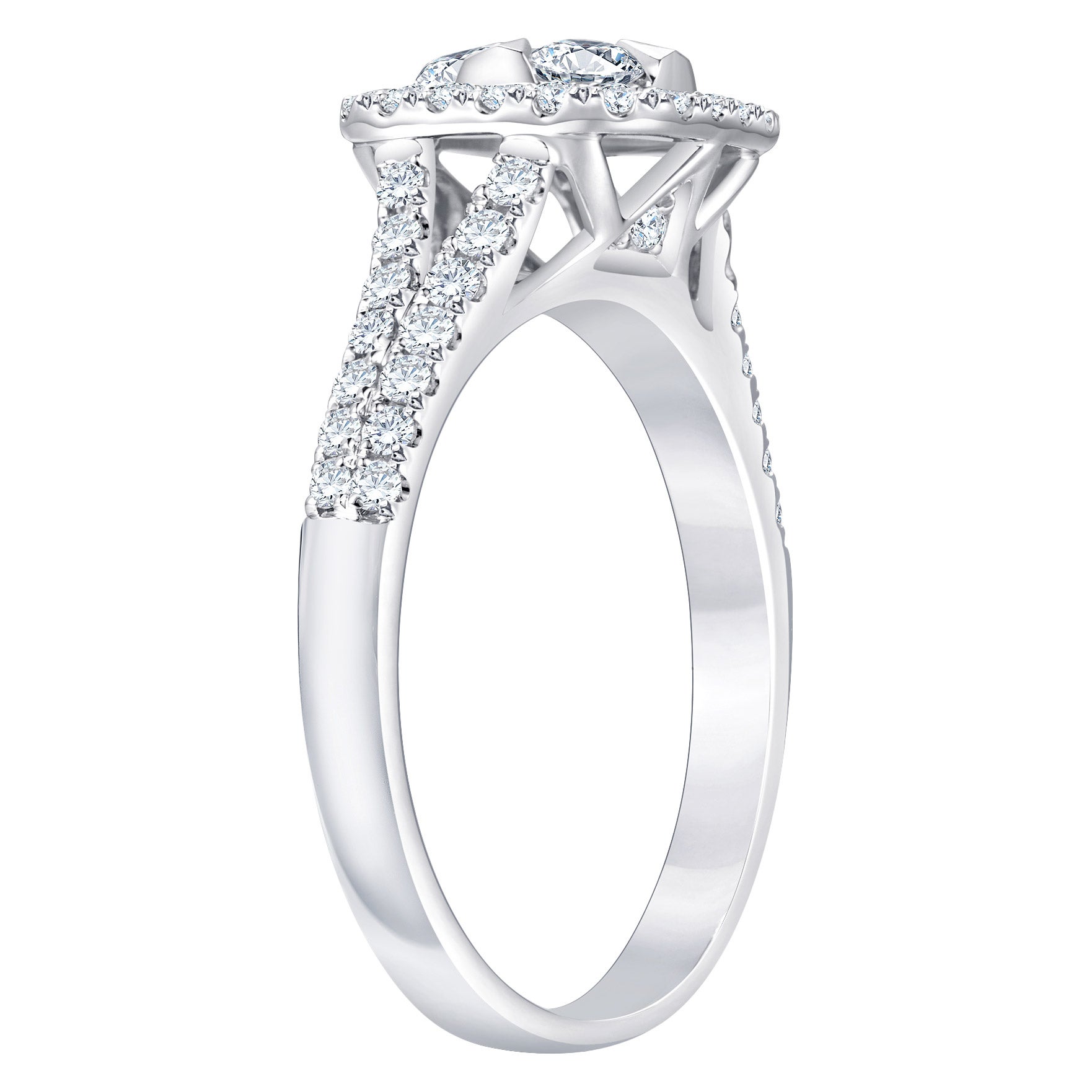 14K WHITE GOLD VS2 I 0.85CTW ROUND DIAMOND HALO RING - Thumbnail 2
