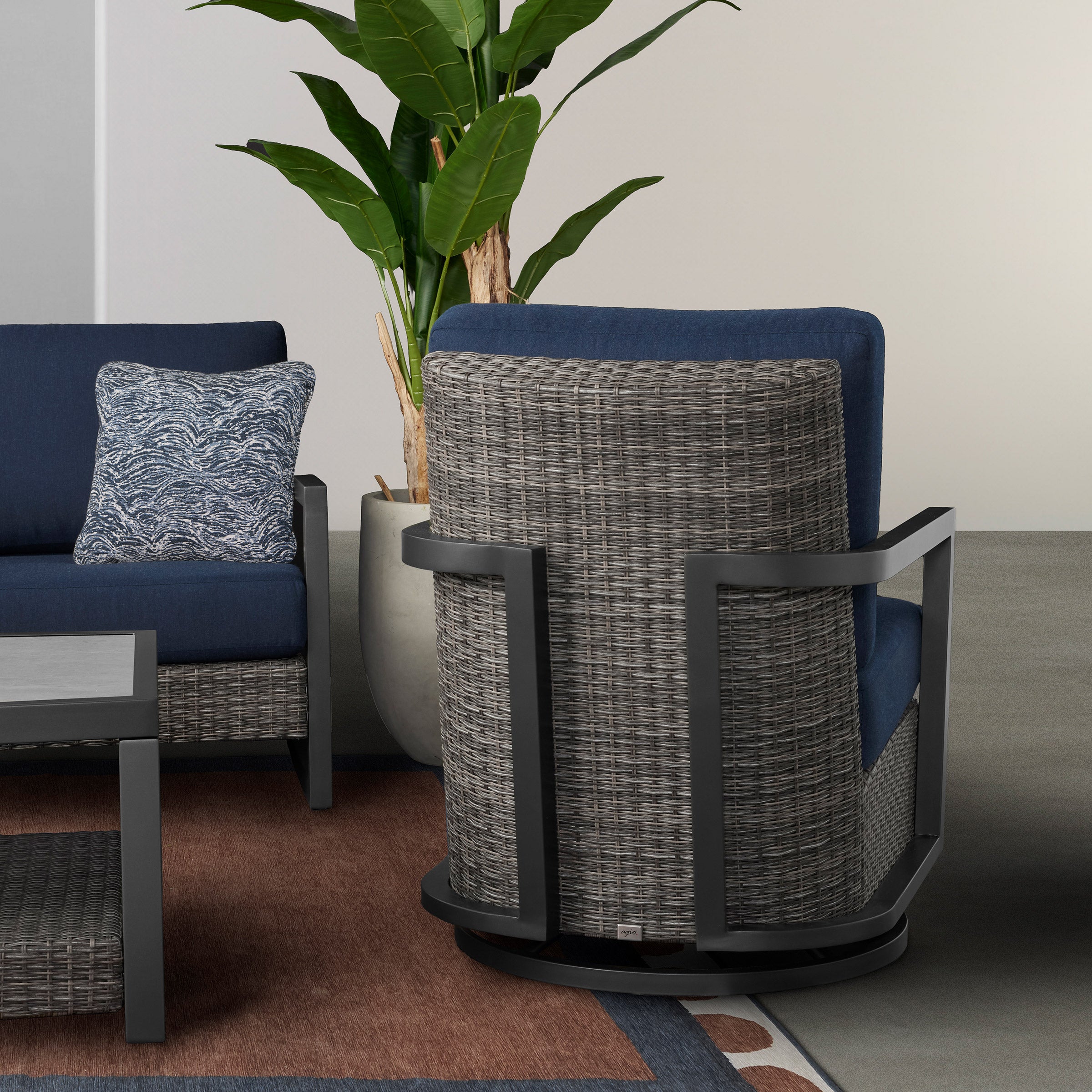AGIO LUNA 4PC WOVEN SEATING SET SWIVEL GLIDERS - Thumbnail 4