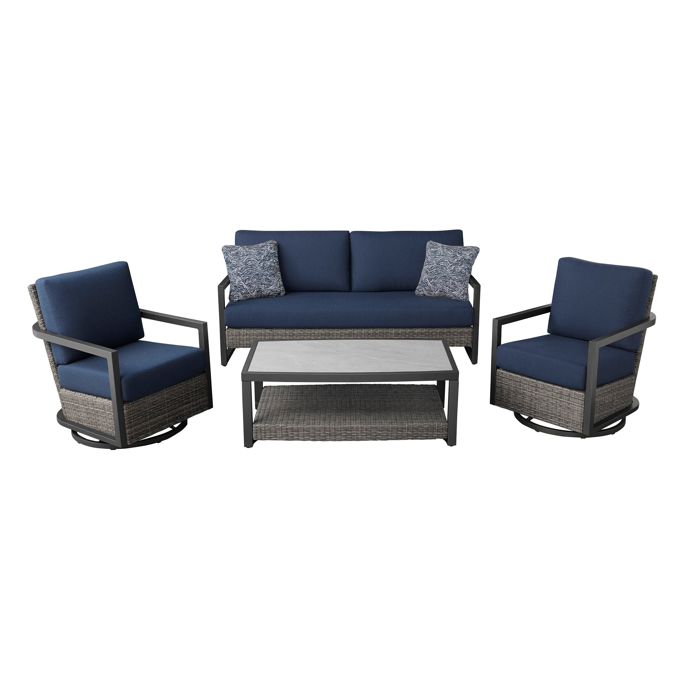 AGIO LUNA 4PC WOVEN SEATING SET SWIVEL GLIDERS - Thumbnail 7
