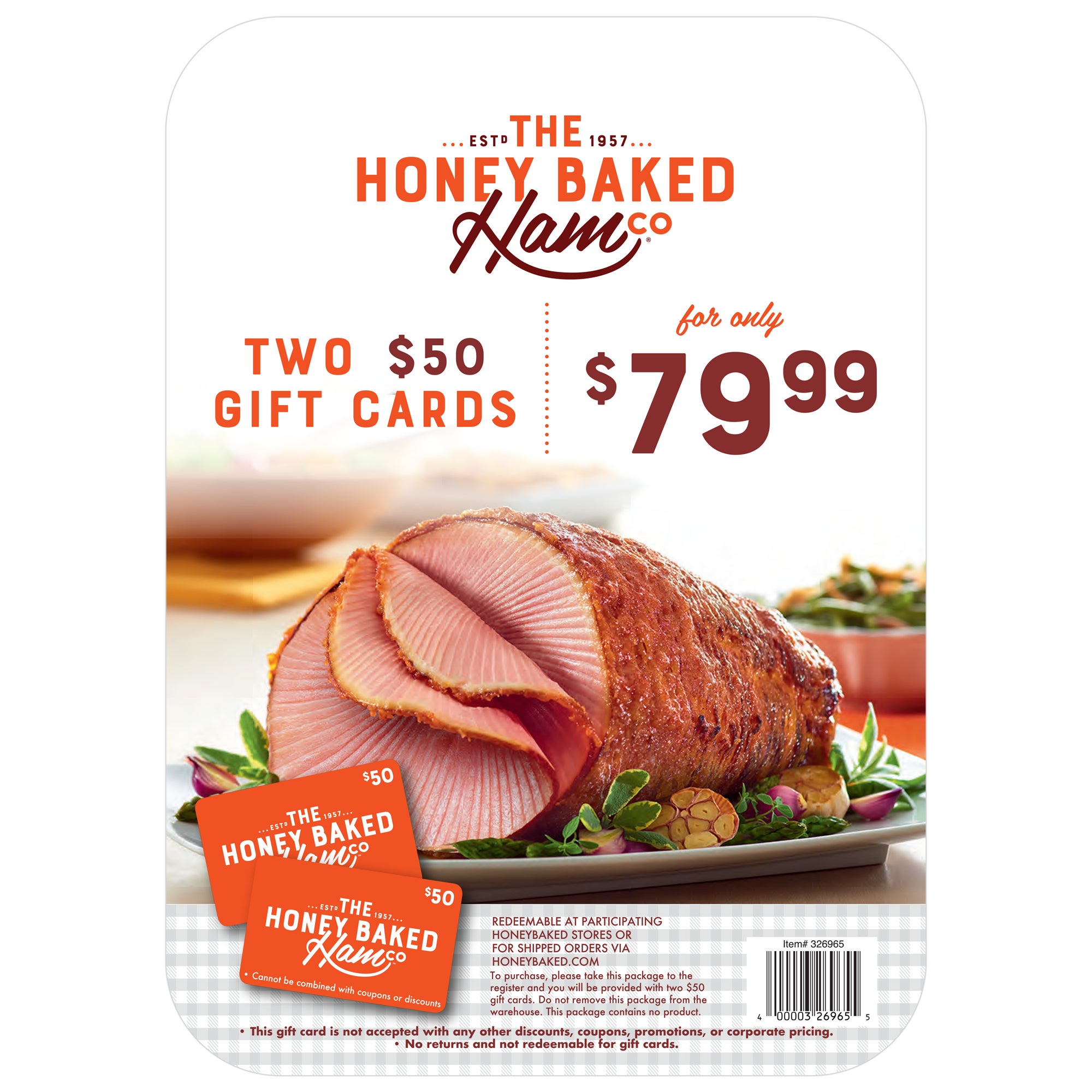 HONEYBAKED HAM 2 - $50 GIFT CARDS ITEM IS NON-REFUNDABLE - Image 1