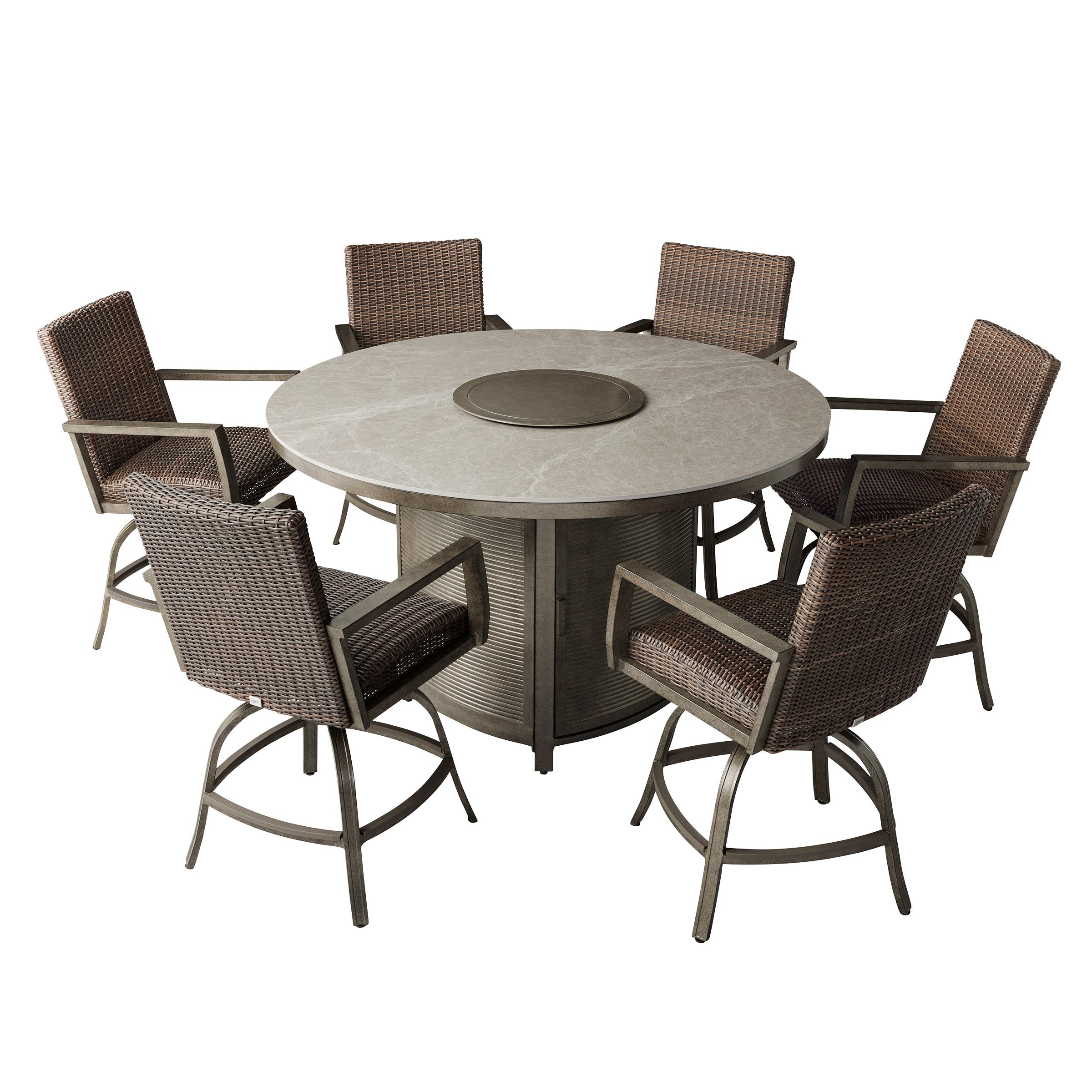 AGIO OAKLAND 7PC HIGH DINING SET WITH FIRE TABLE - Thumbnail 7