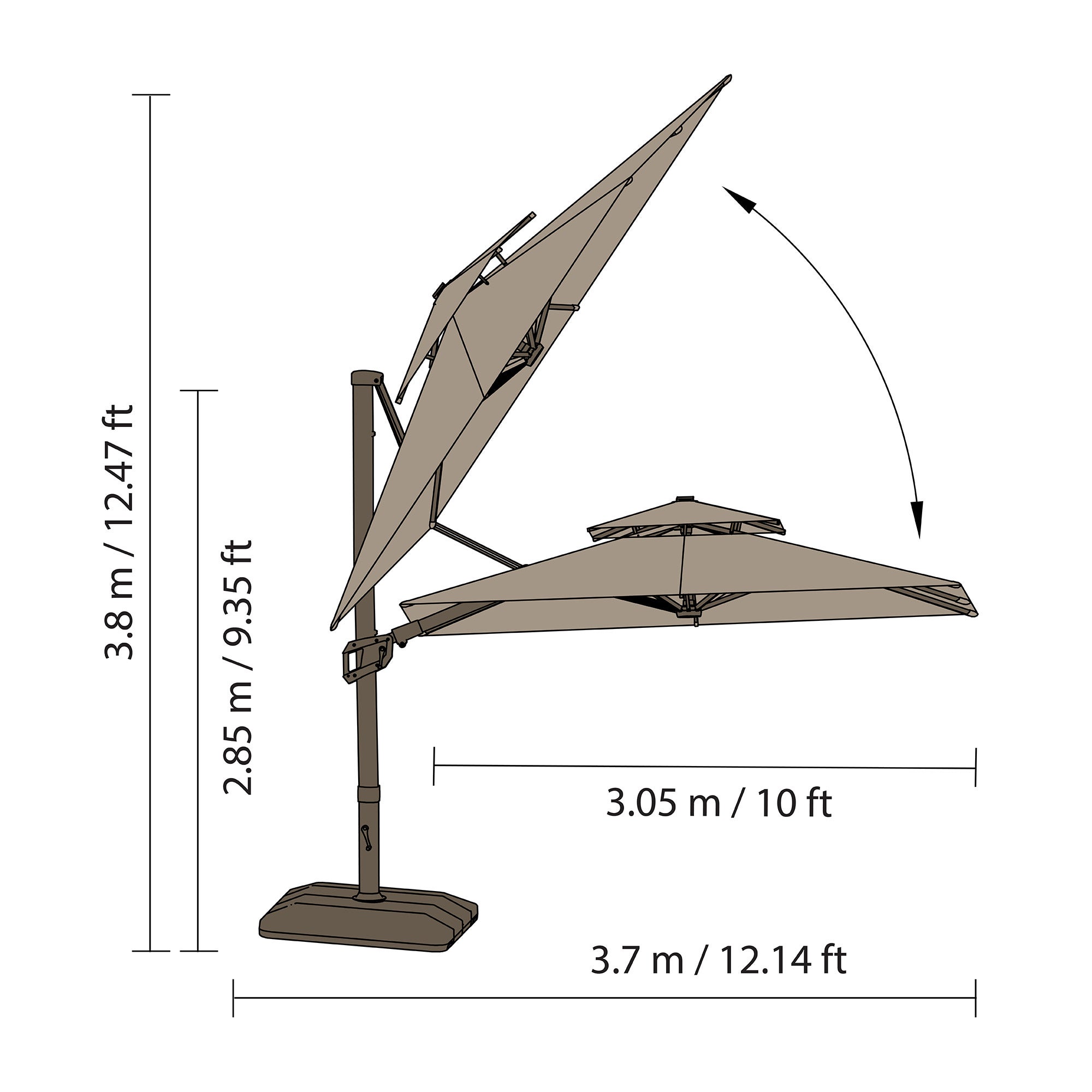 SEASONS SENTRY 10FT 2-TIER SOLAR LED CANTILEVER UMBRELLA - Thumbnail 8