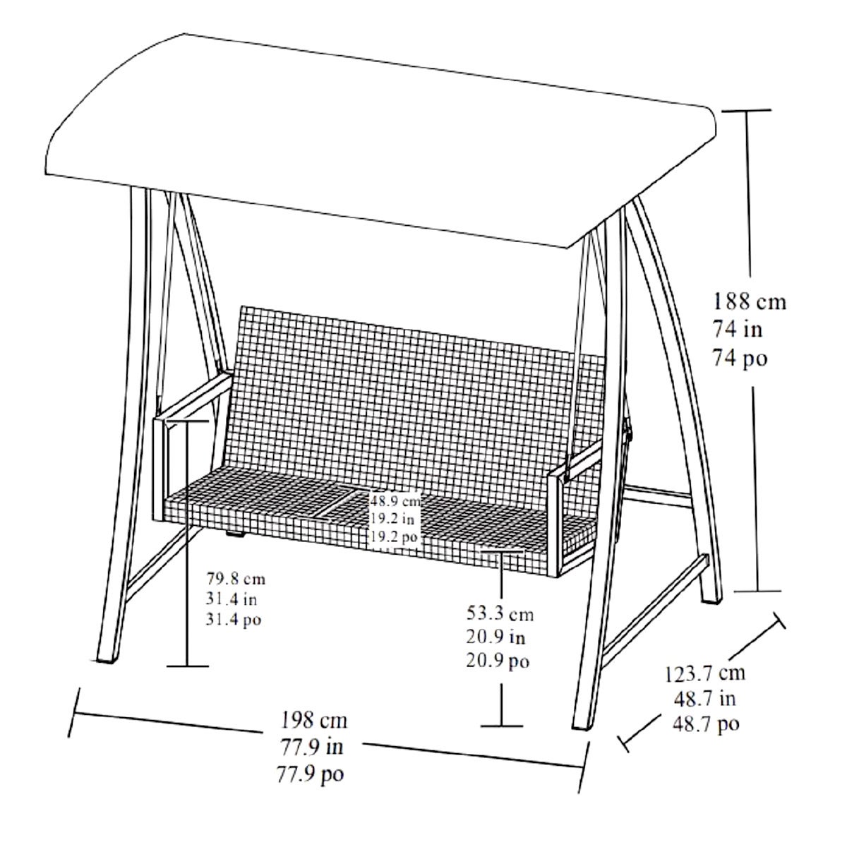 AGIO WOVEN PATIO SWING W/ CANOPY - Thumbnail 7