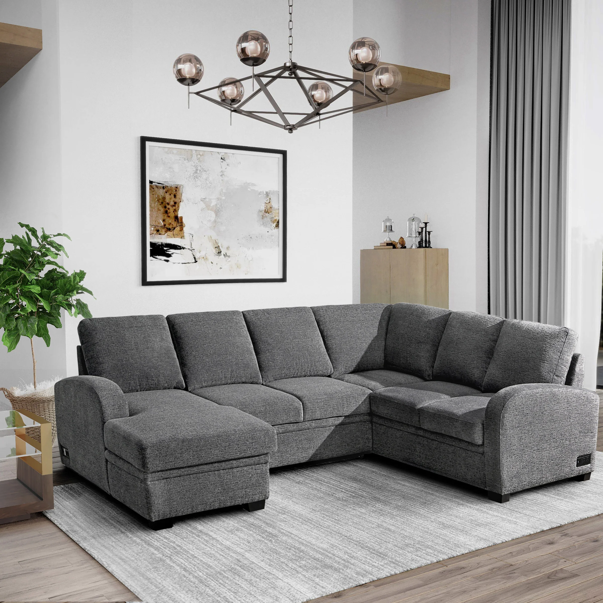 CODDLE ARIA FABRIC SLEEPER SECTIONAL - Image 1