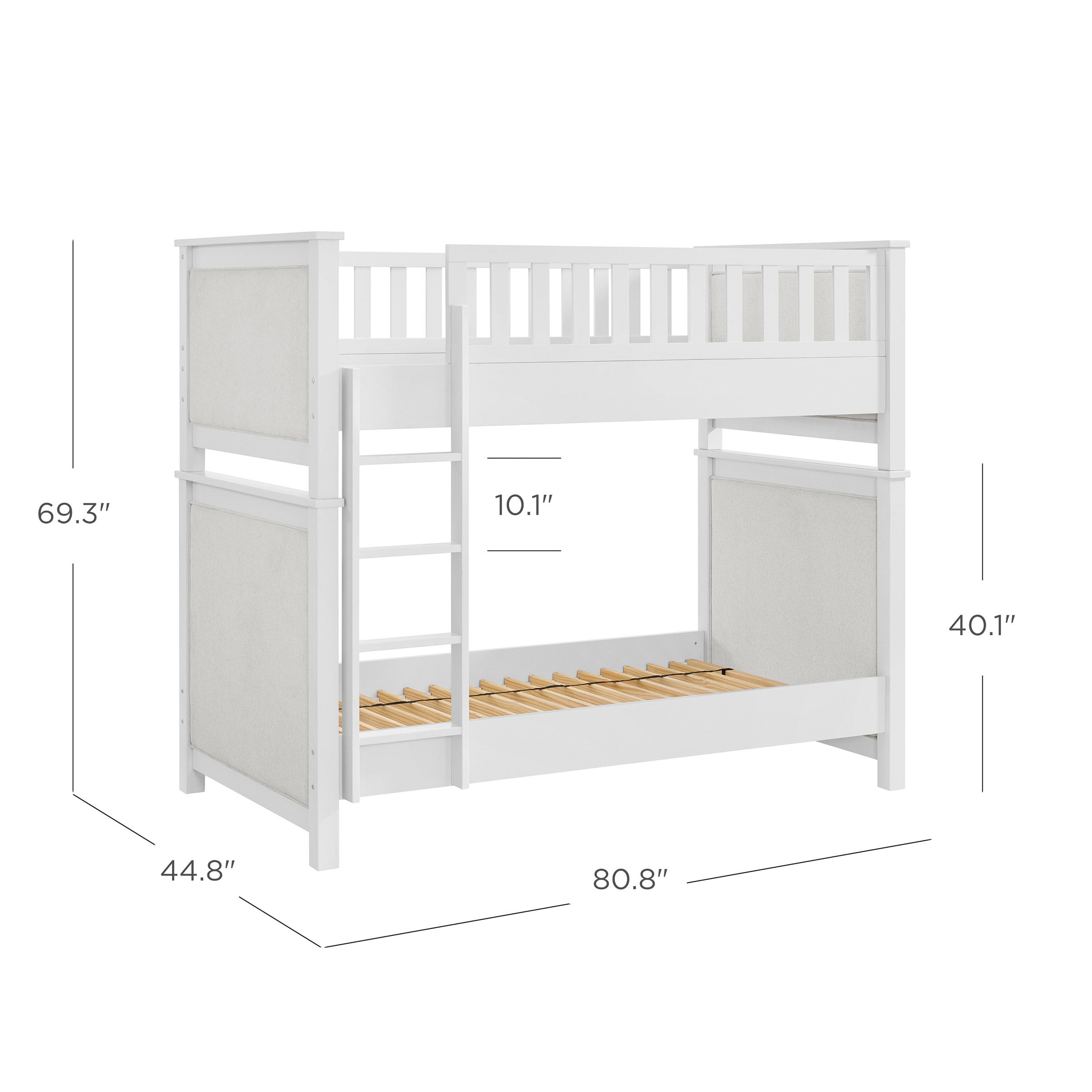 BAYSIDE FURNISHSINGS PAIGE UPHOLSTERED TWIN/TWIN BUNK BED - Thumbnail 2