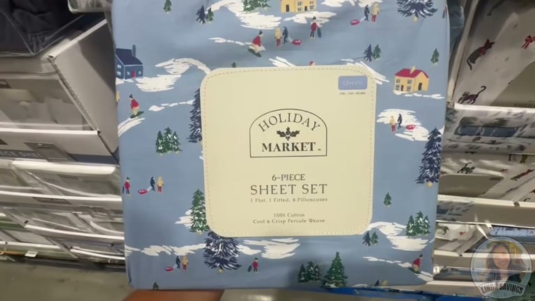 Holiday Market Cotton Sheet Set, Queen, 6 Pieces