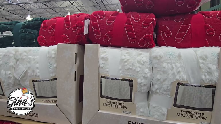Holiday Embroidered Faux Fur Throw