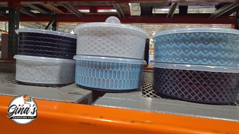Signature Housewares 6-Piece Decorative Stoneware Food Bowls with Lids