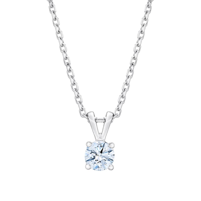 14kt White Gold VS2 I 0.50 ctw Round Diamond Solitaire Pendant