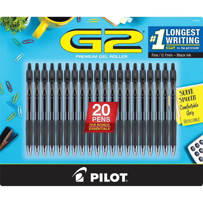 Pilot G2 Retractable Gel Pen, Black, 20-Pack