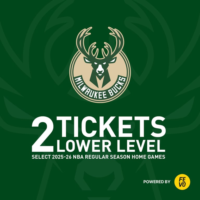 Milwaukee Bucks 2 Lower Level Tickets, Item is Non-Refundable