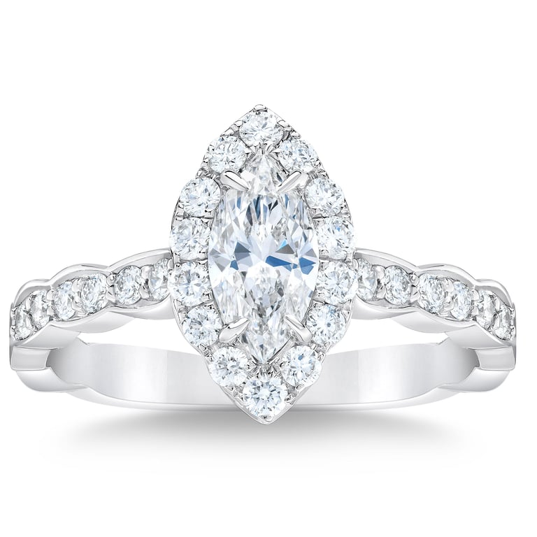 14kt White Gold VS2 I 1.22ctw Marquise & Round Diamond Ring