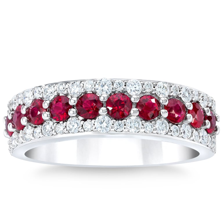 14kt White Gold VS2 I 0.45ctw Diamond and Ruby Ring Size 7