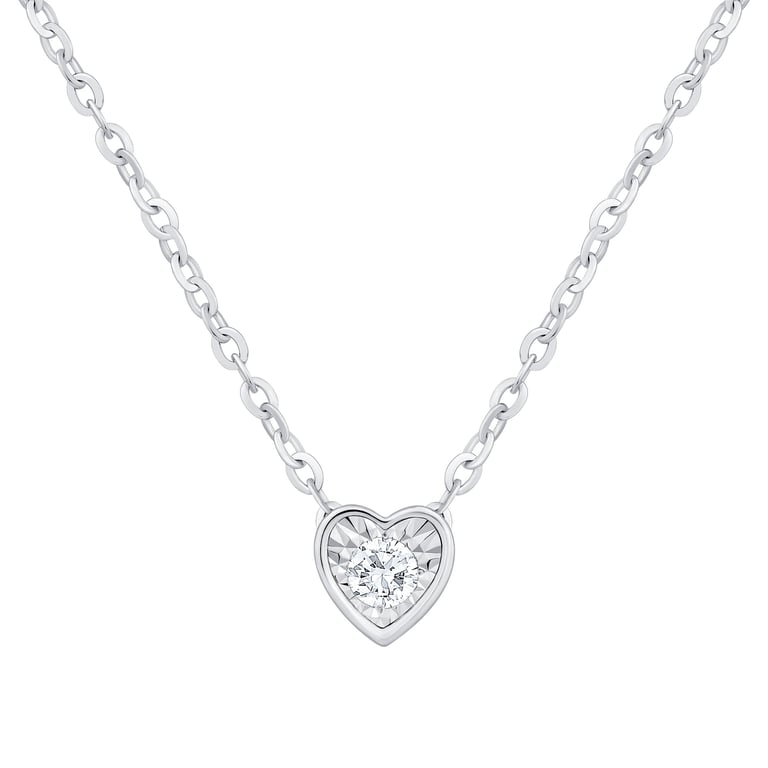 14kt White Gold VS2 I 0.14 ctw Round Diamond Heart Pendant