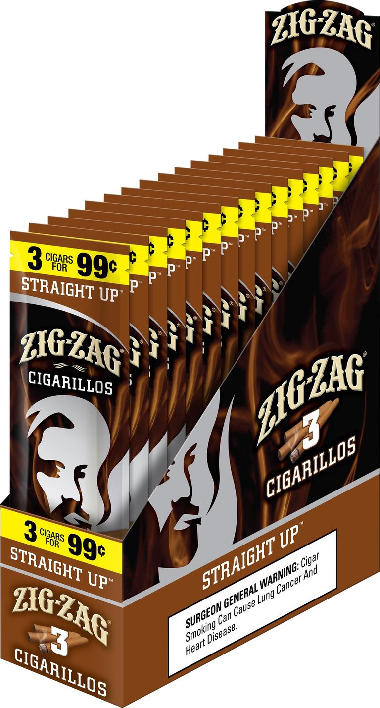 Zig Zag Cigarillos Straight Up 3/$0.99 Pre-Priced - 15 Packs of 3 Foil Pouches