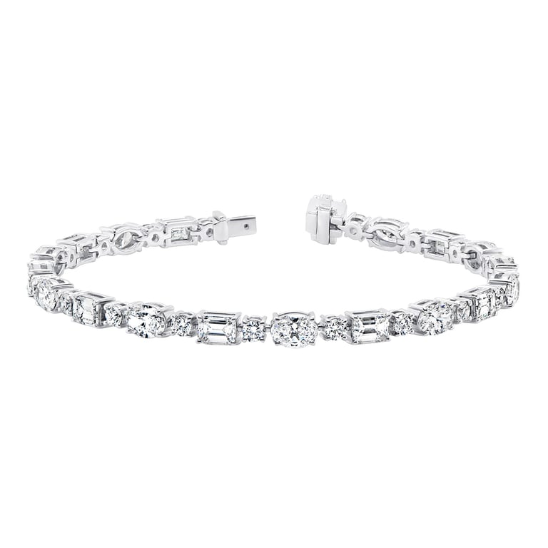 18kt White Gold VS2 G 9.4 CTW Multi Cut Diamond Tennis Bracelet